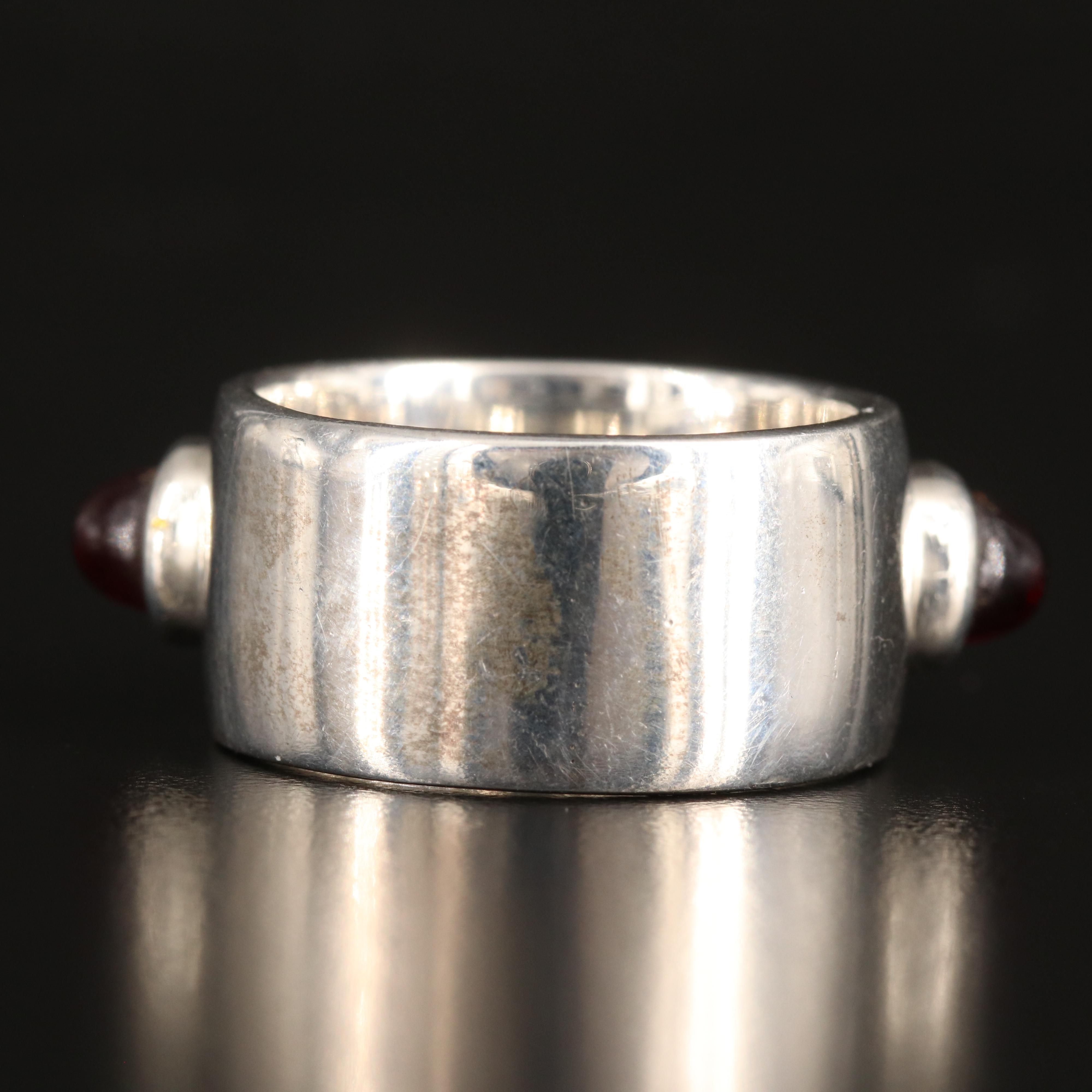 Sterling Garnet Cabochon Ring