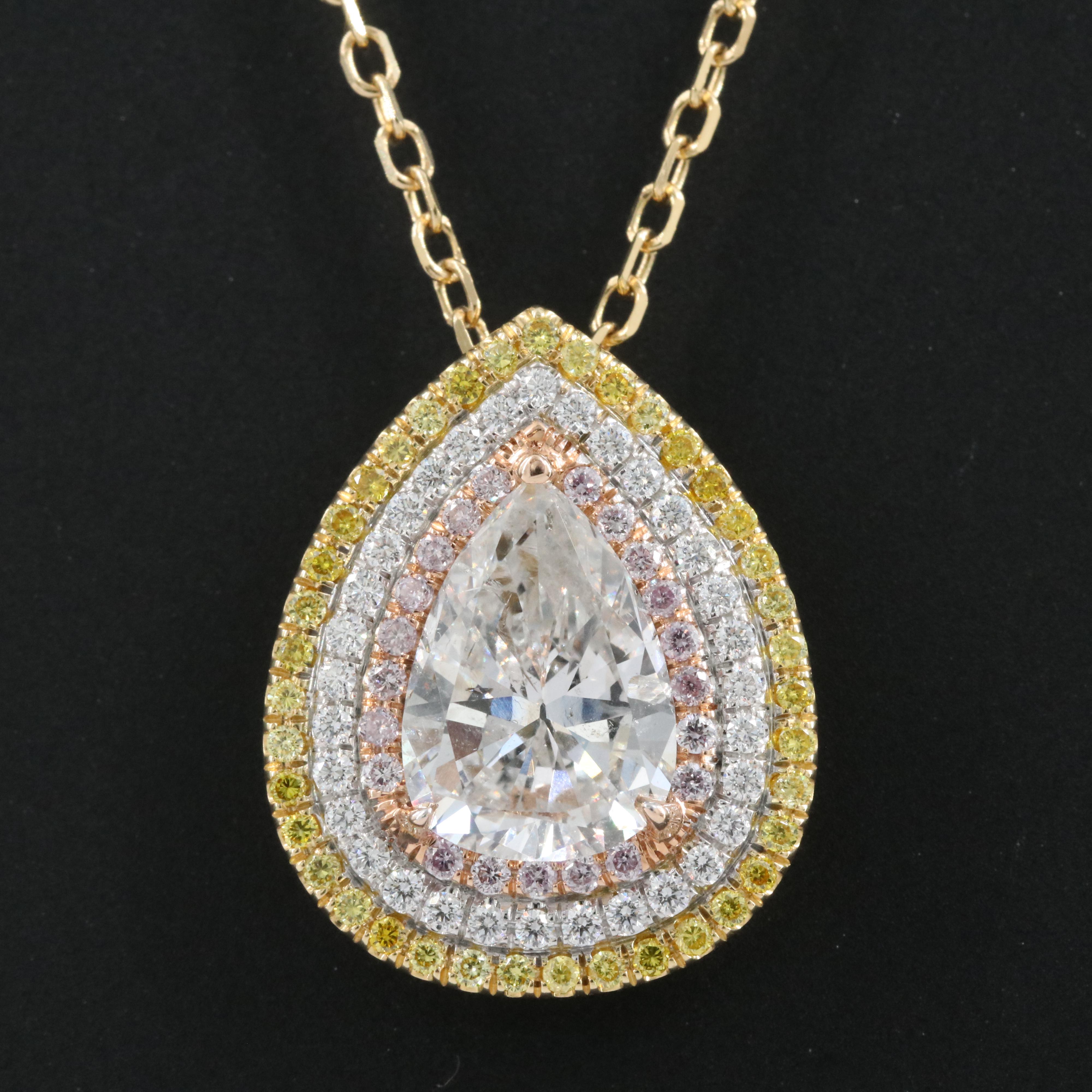 14K 2.84 CTW Diamond Pendant Necklace with GIA Report