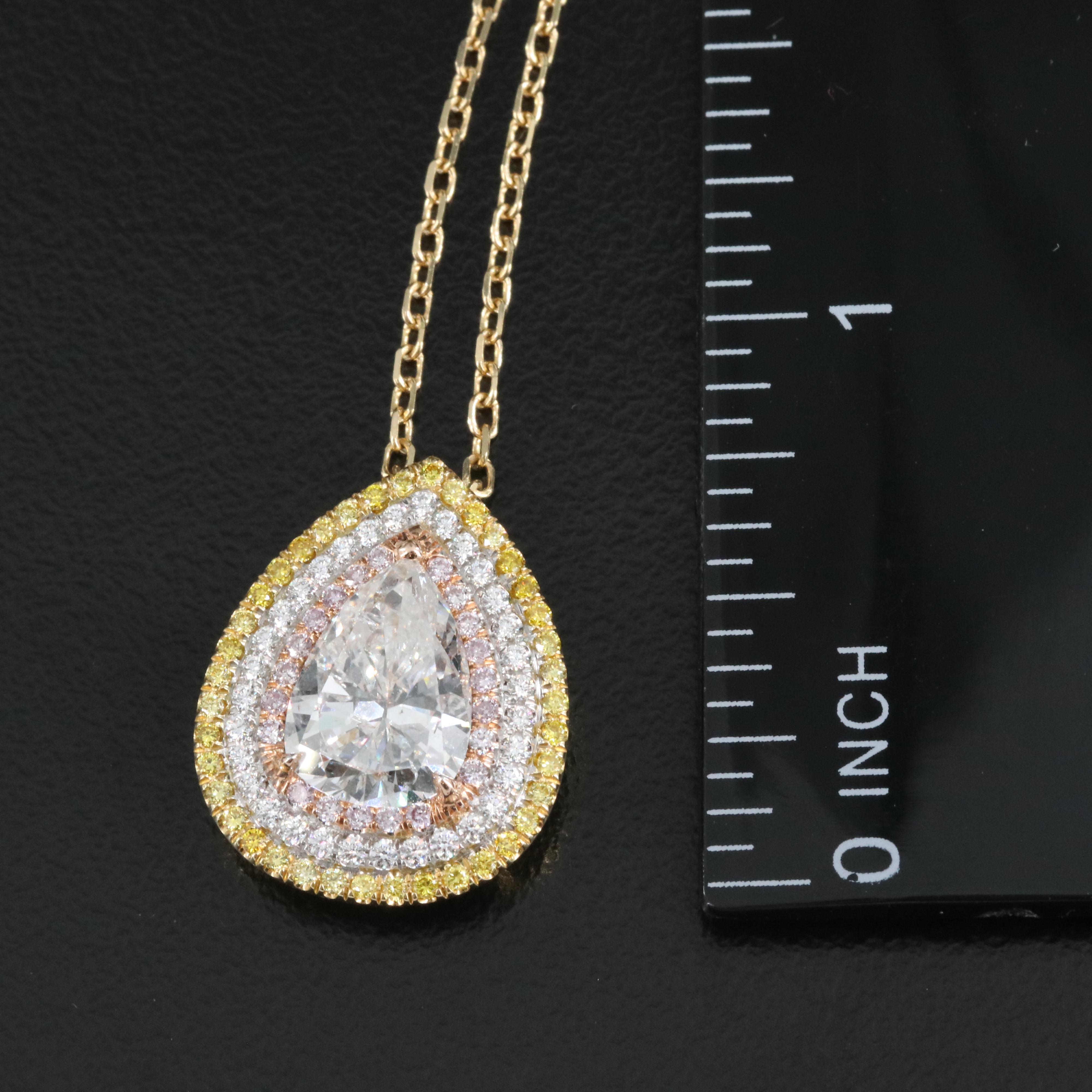 14K 2.84 CTW Diamond Pendant Necklace with GIA Report