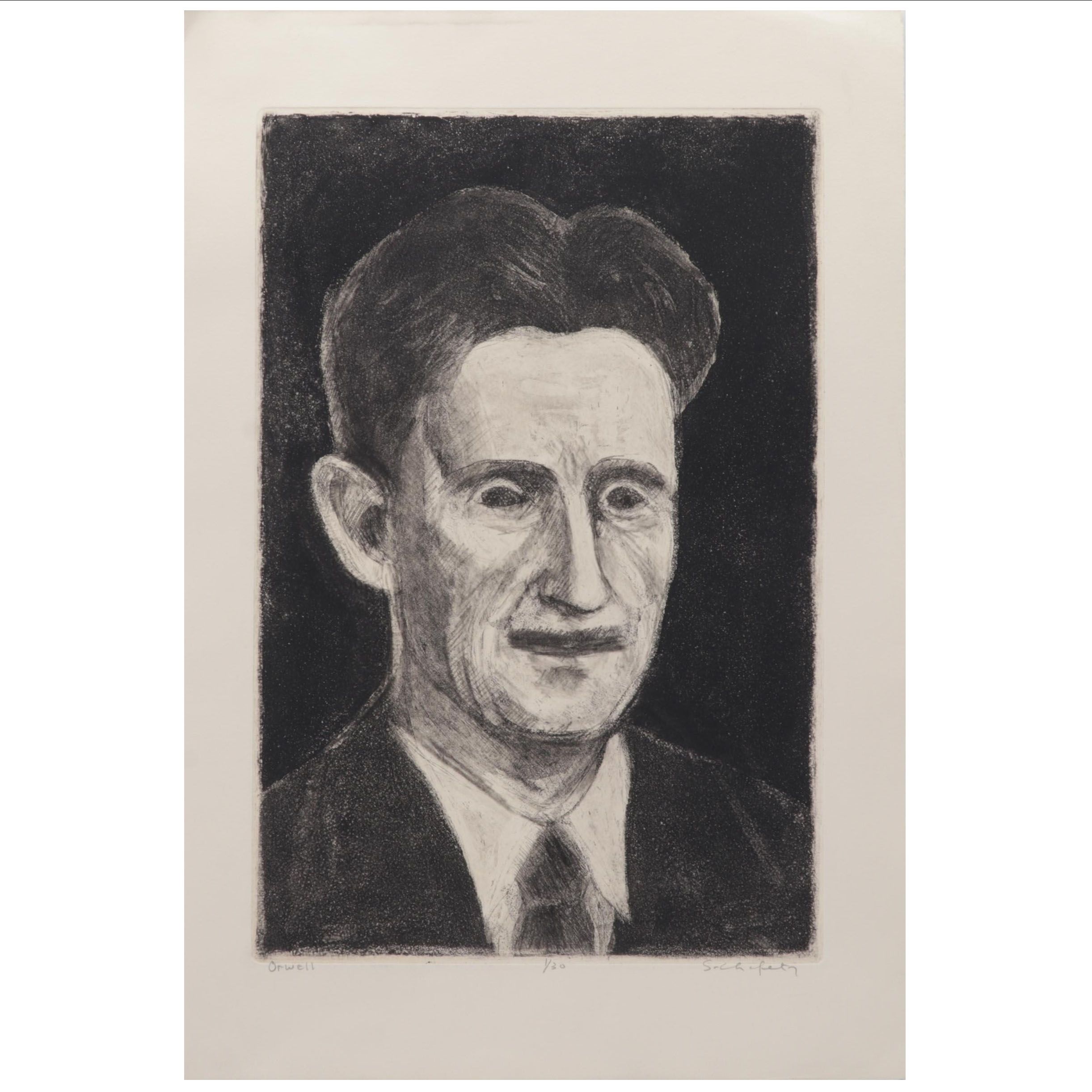 Sidney Chafetz Etching With Aquatint "George Orwell," 1984