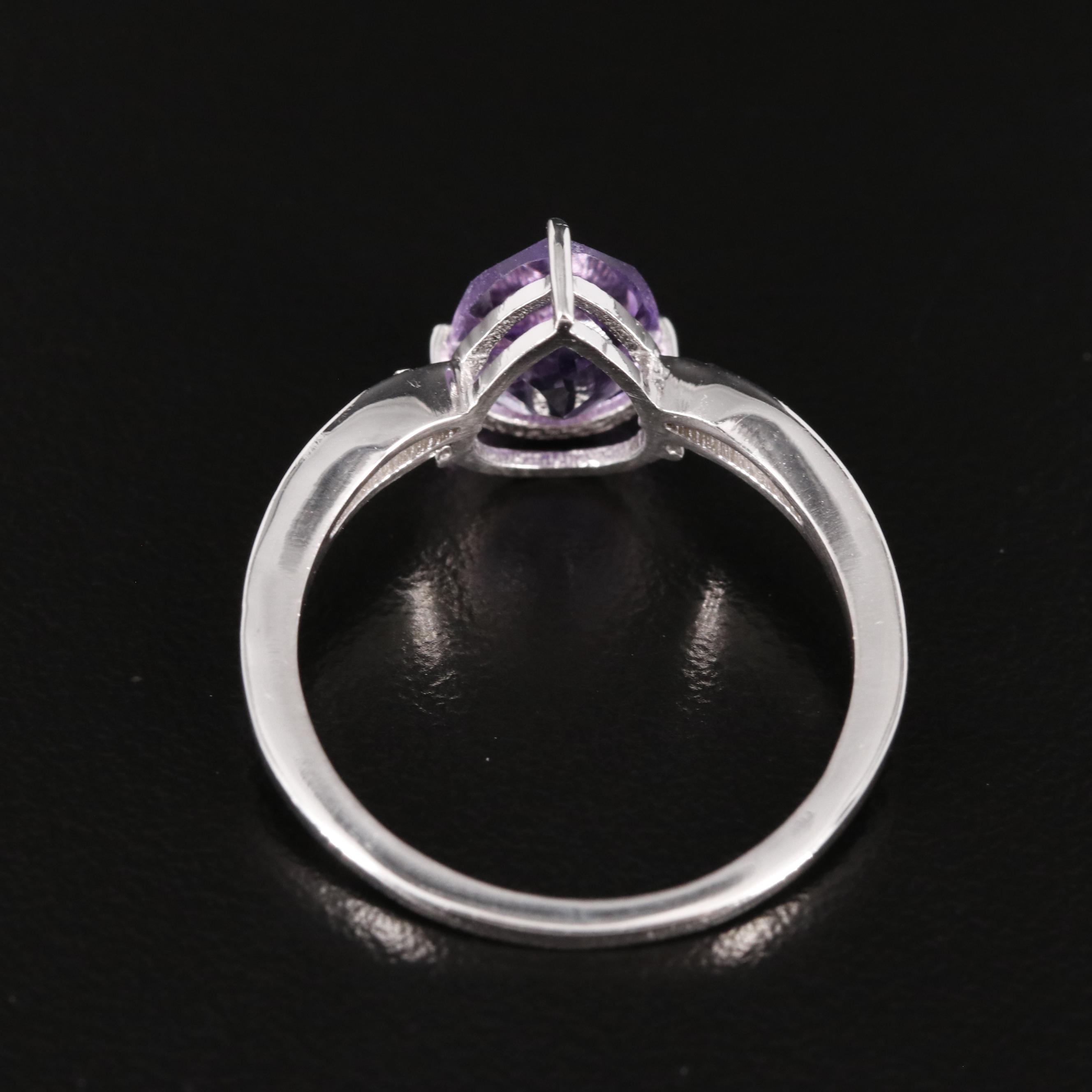Sterling Amethyst and Diamond Ring