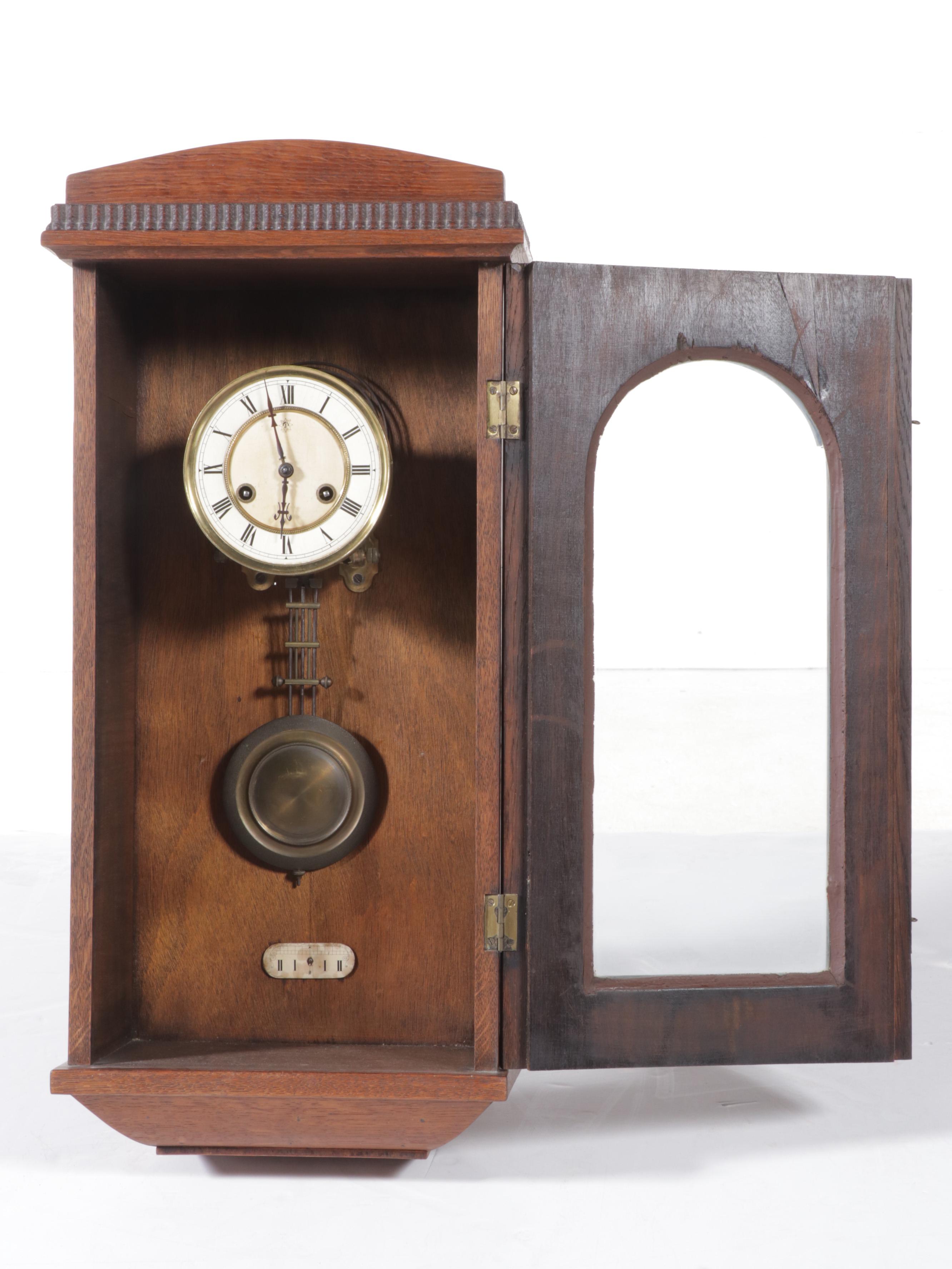 Junghans Oak Regulator Wall Clock, Late 19th/Early 20th Century