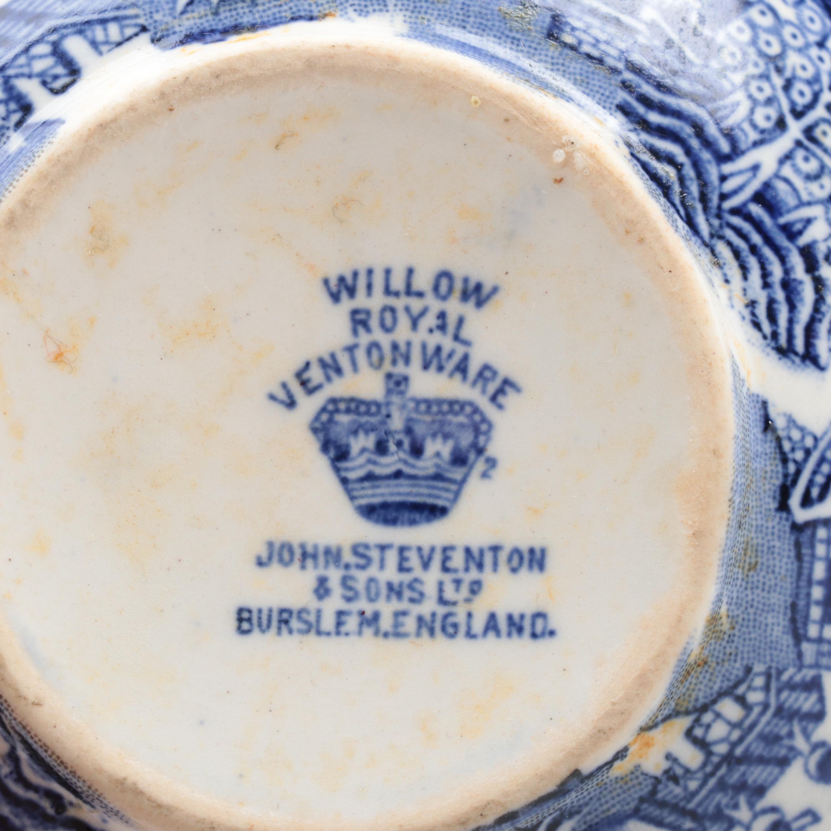 John Steventon & Sons with Other Blue Willow Tableware, Early to Mid-20th C.