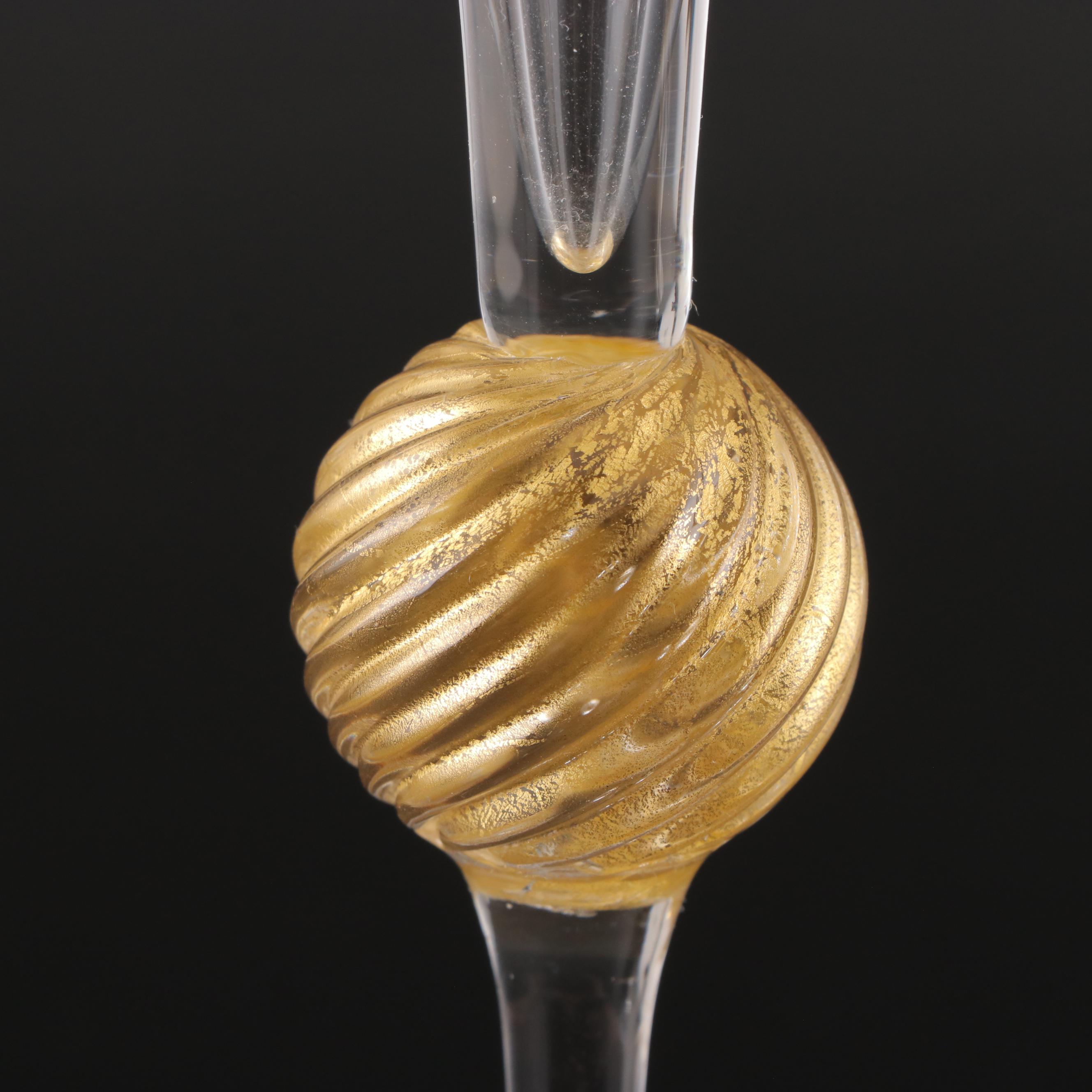 Union Street Glass Toasting Flutes and Gold Stem Goblet