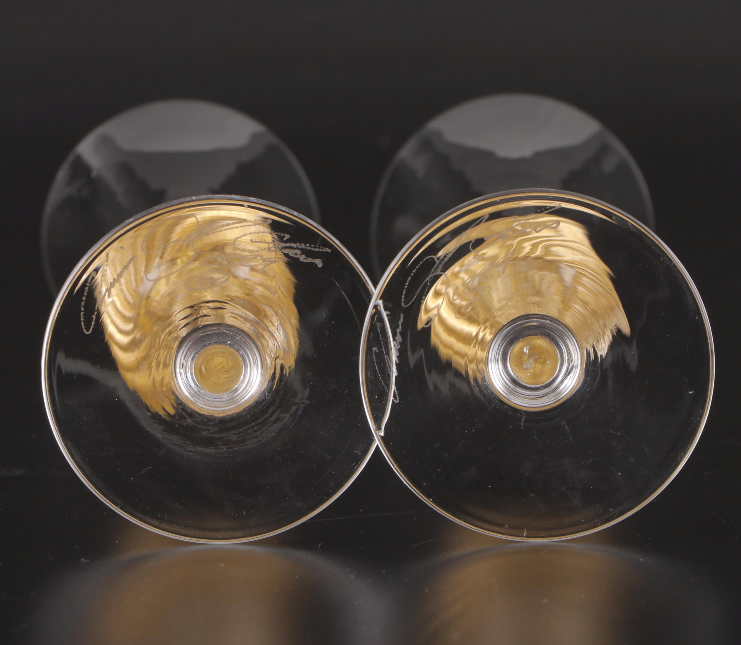 Union Street Glass Toasting Flutes and Gold Stem Goblet