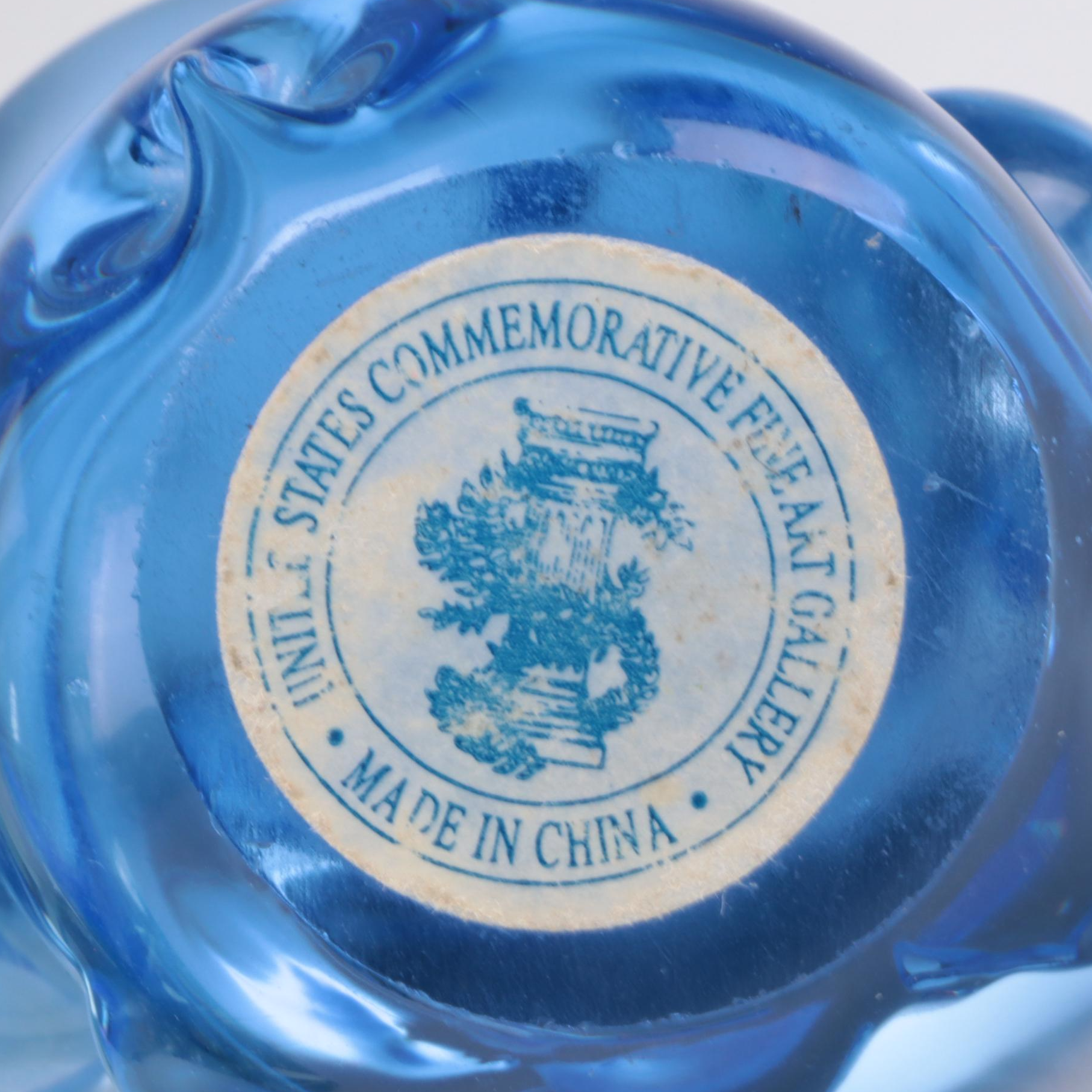 Blue Glass Panda Bear and Eight-Point Glass Star Figurines