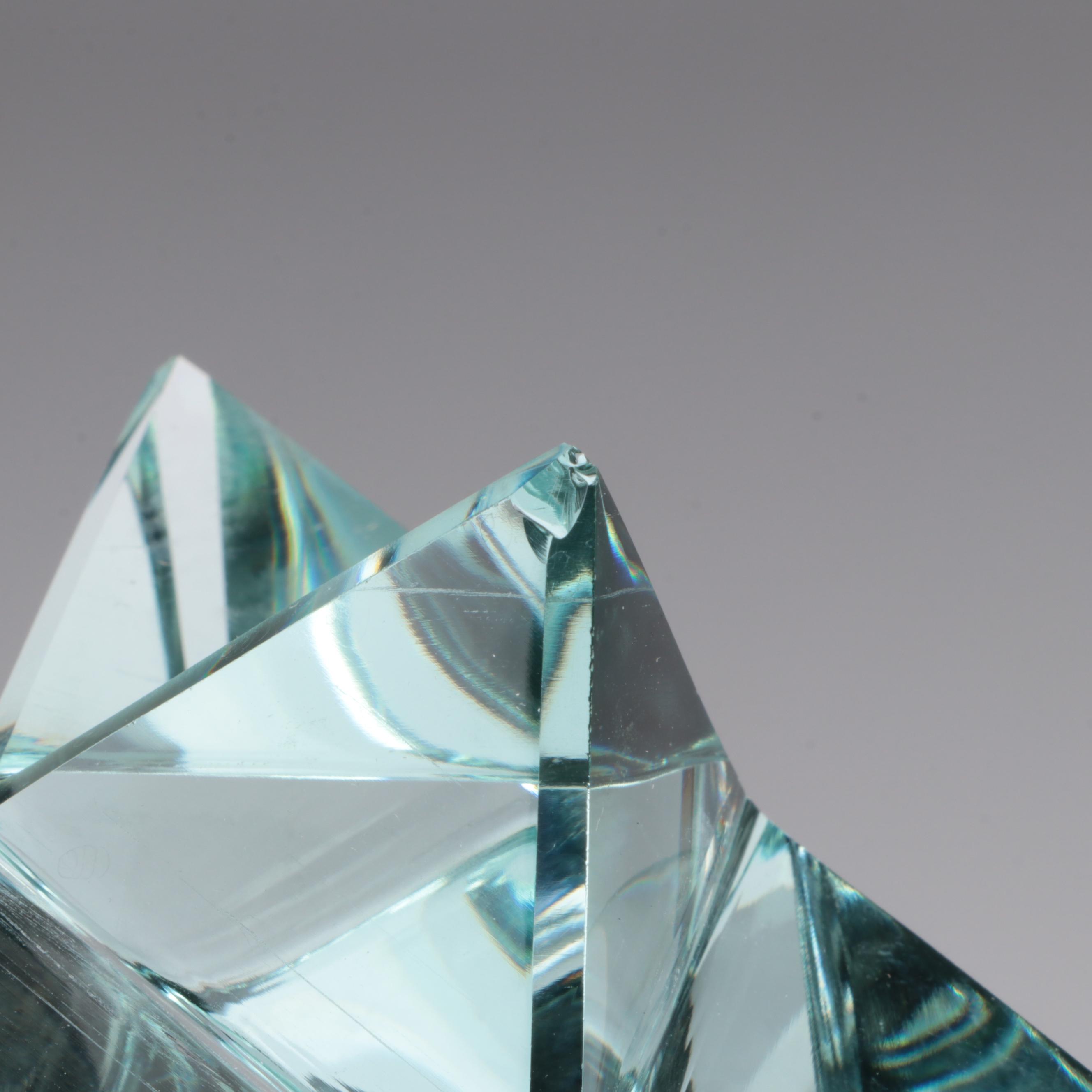 Blue Glass Panda Bear and Eight-Point Glass Star Figurines