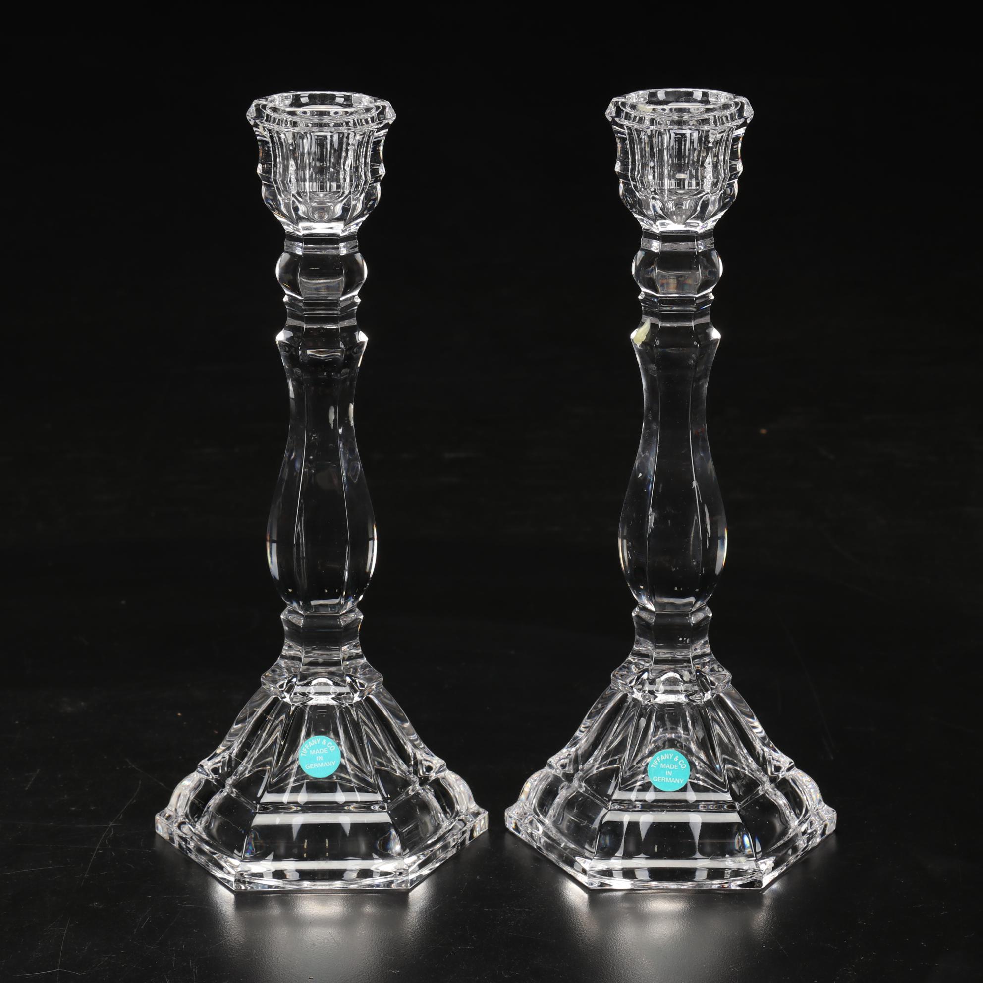 Tiffany & Co. Crystal Candlesticks and Centerpiece Bowl