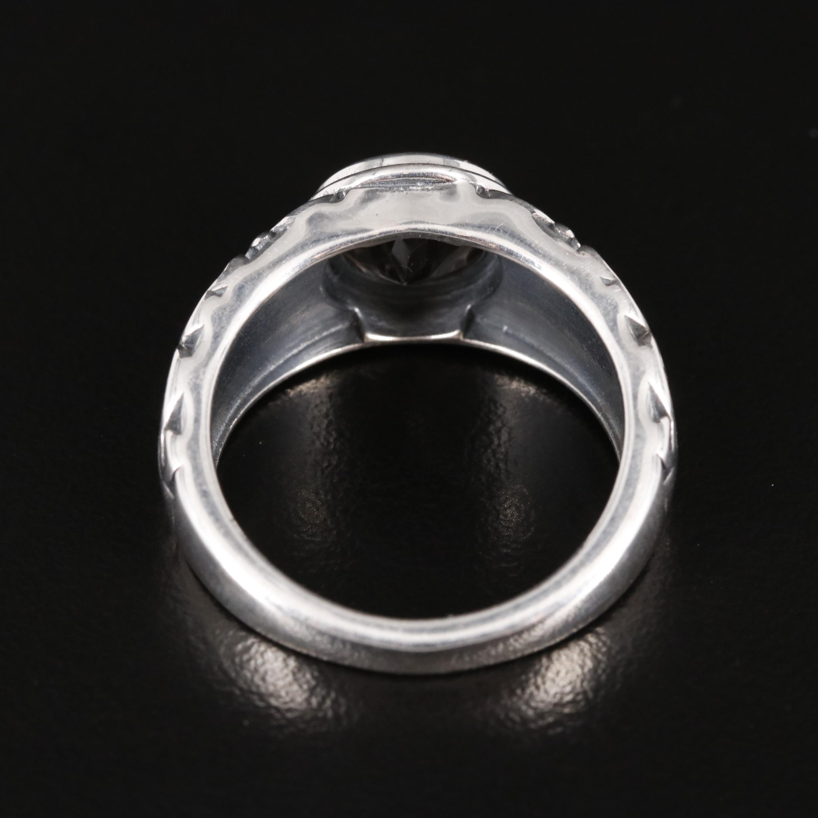 Sterling Smoky Quartz Scrollwork Ring