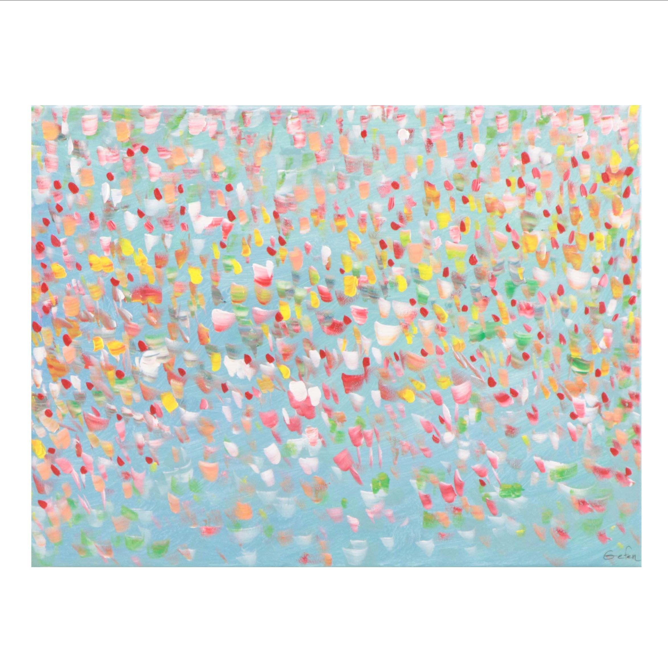 Saul Gefen Acrylic Painting "Floral Burst," 2023