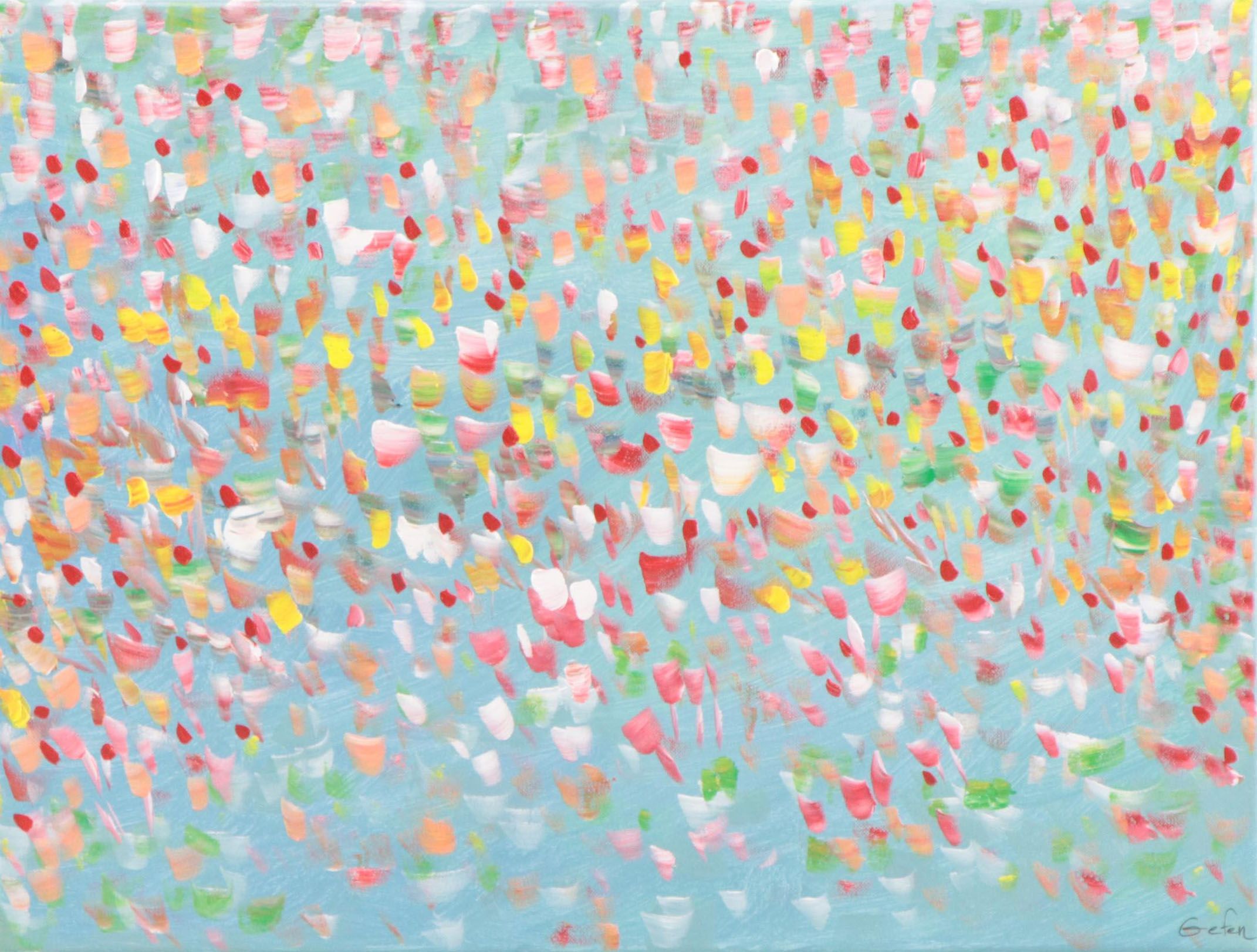 Saul Gefen Acrylic Painting "Floral Burst," 2023