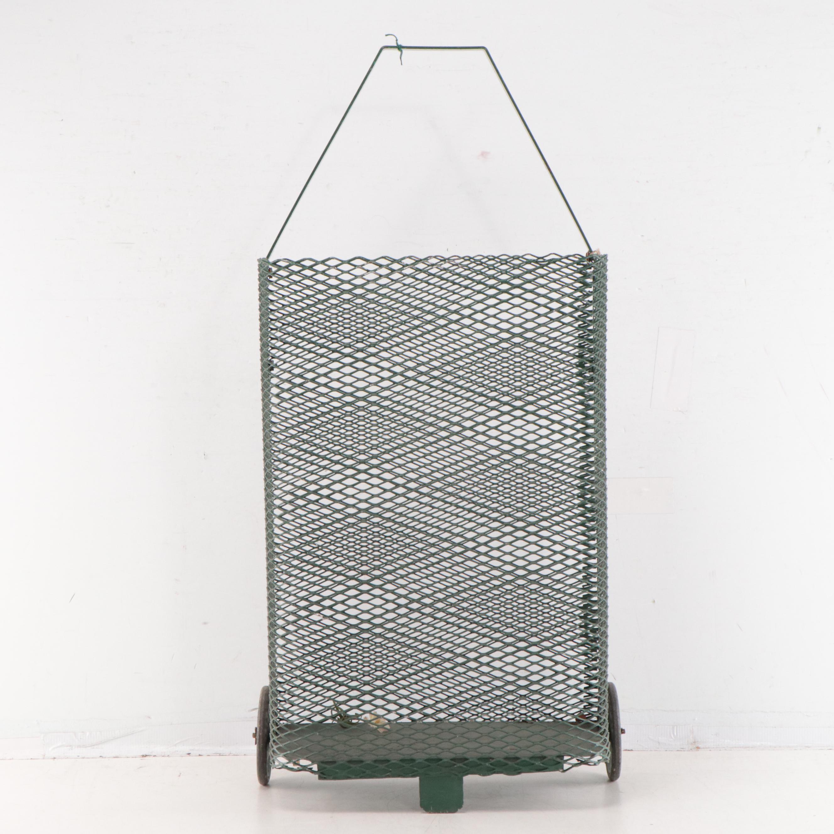 Two-Wheeled Green Painted Metal Trolley Cart