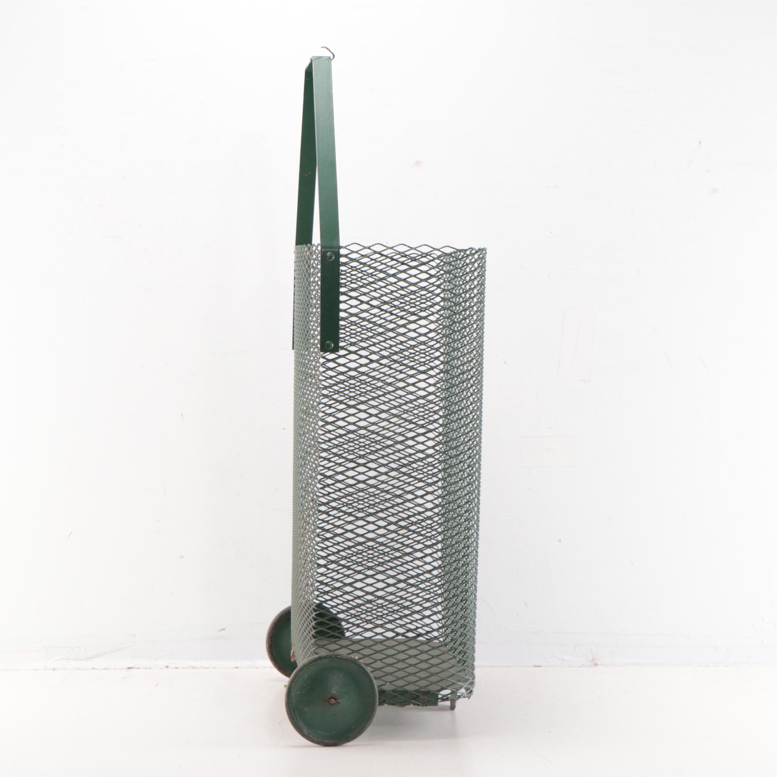 Two-Wheeled Green Painted Metal Trolley Cart