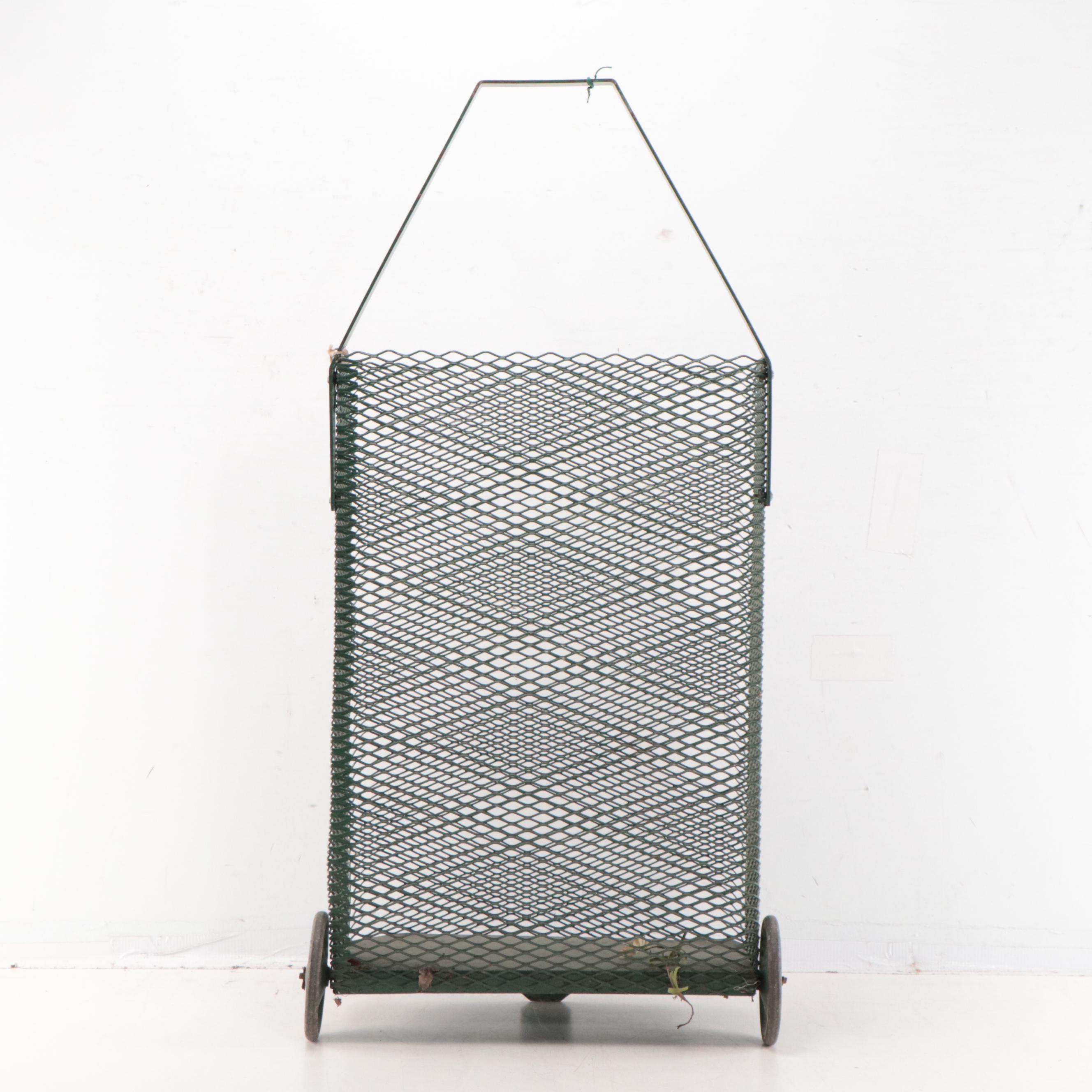 Two-Wheeled Green Painted Metal Trolley Cart