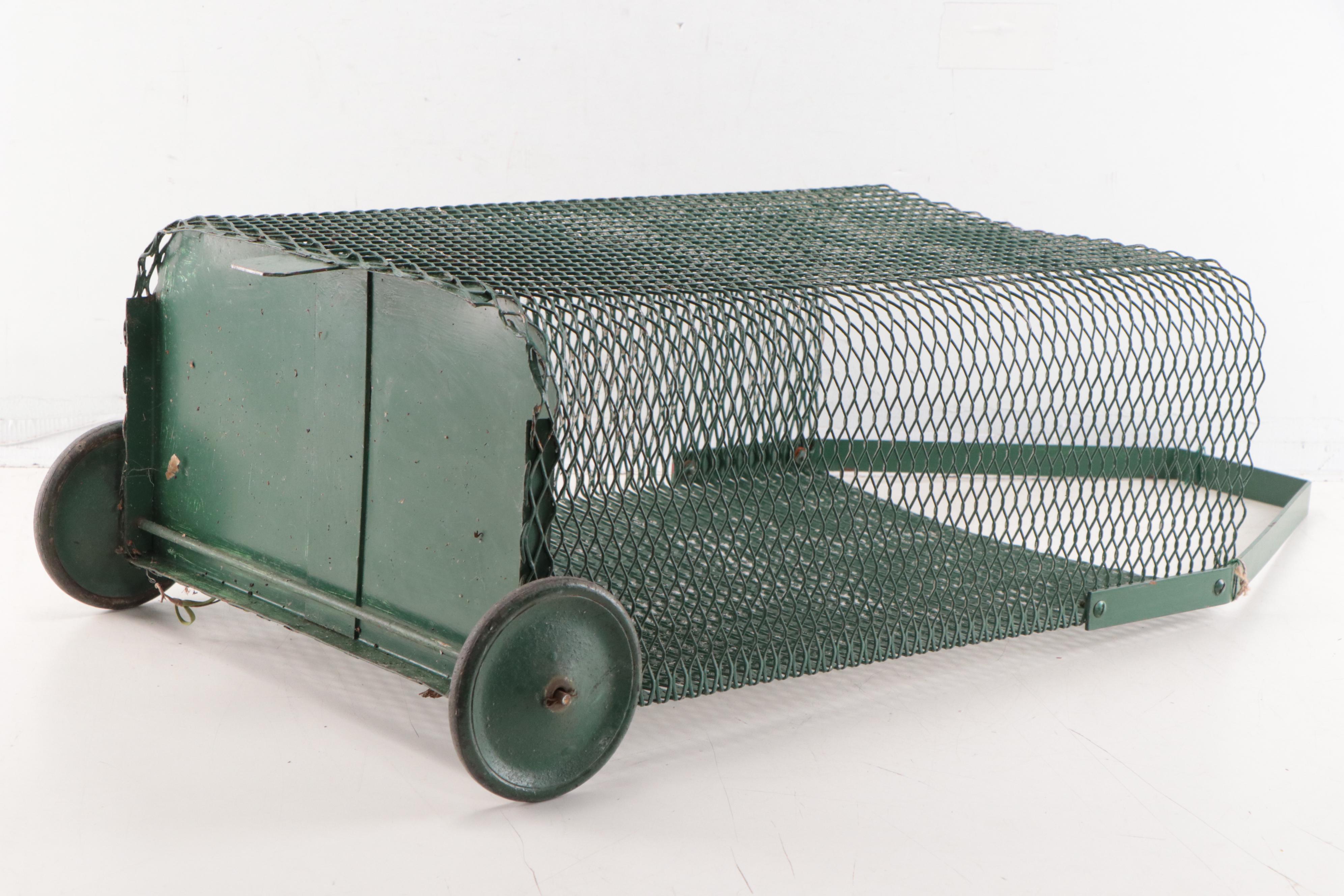 Two-Wheeled Green Painted Metal Trolley Cart