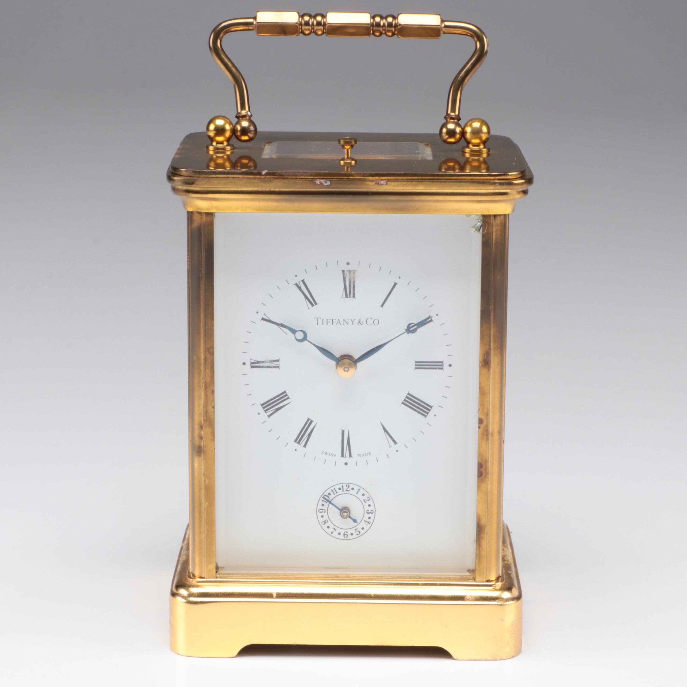 Tiffany & Co. Swiss Made 11 Jewels Brass Carriage Clock