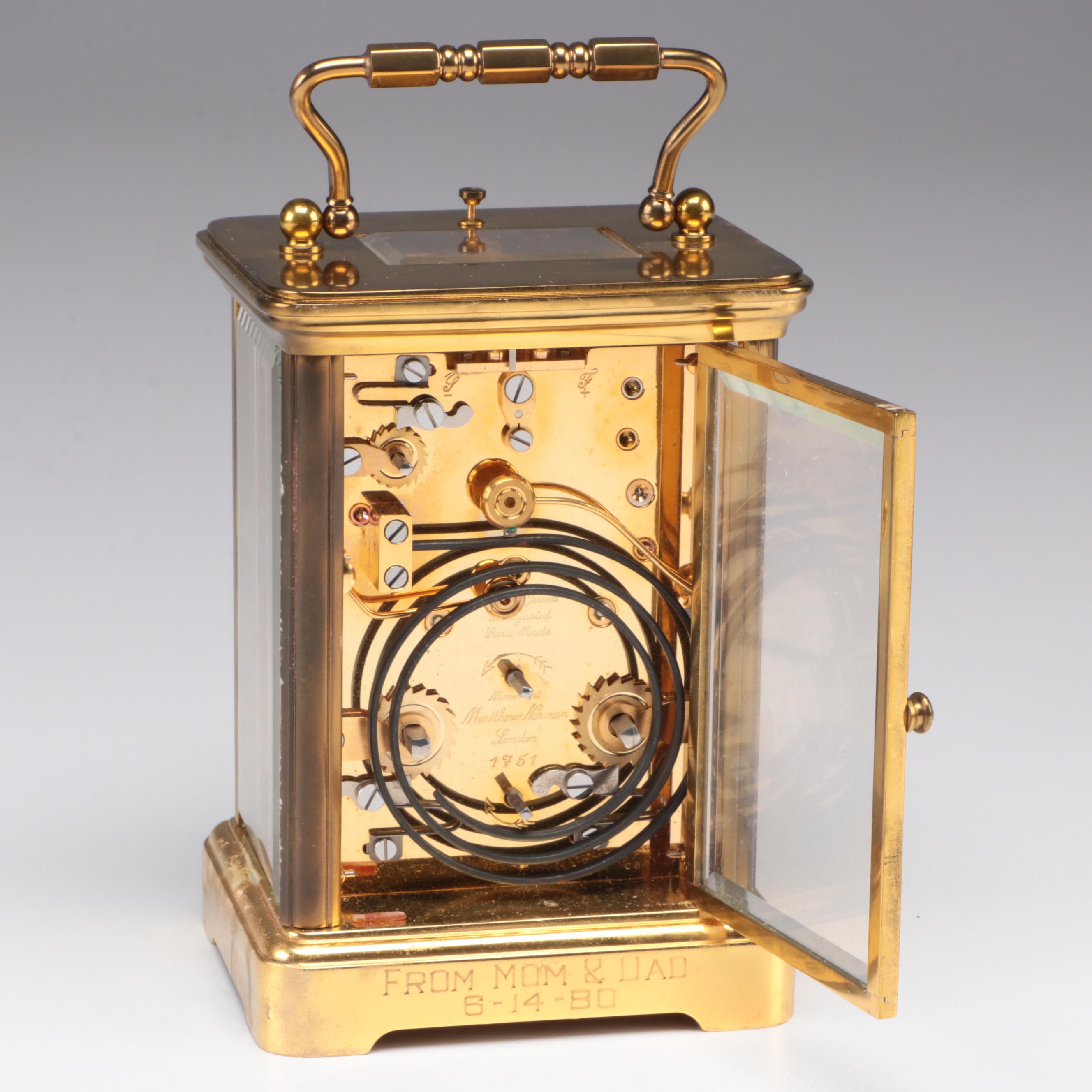 Tiffany & Co. Swiss Made 11 Jewels Brass Carriage Clock