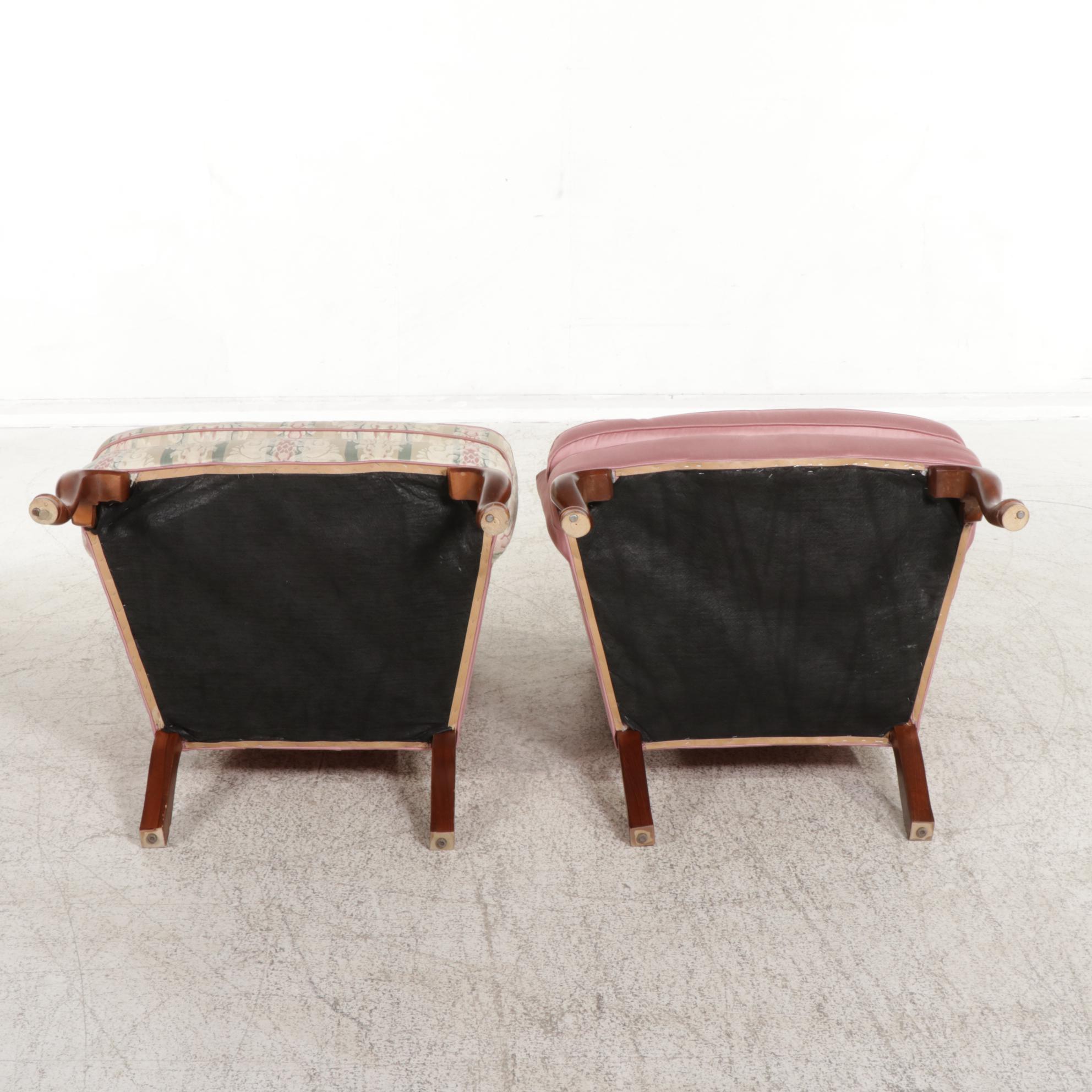 Two Queen Anne Style Wingback Armchairs, Late 20th Century