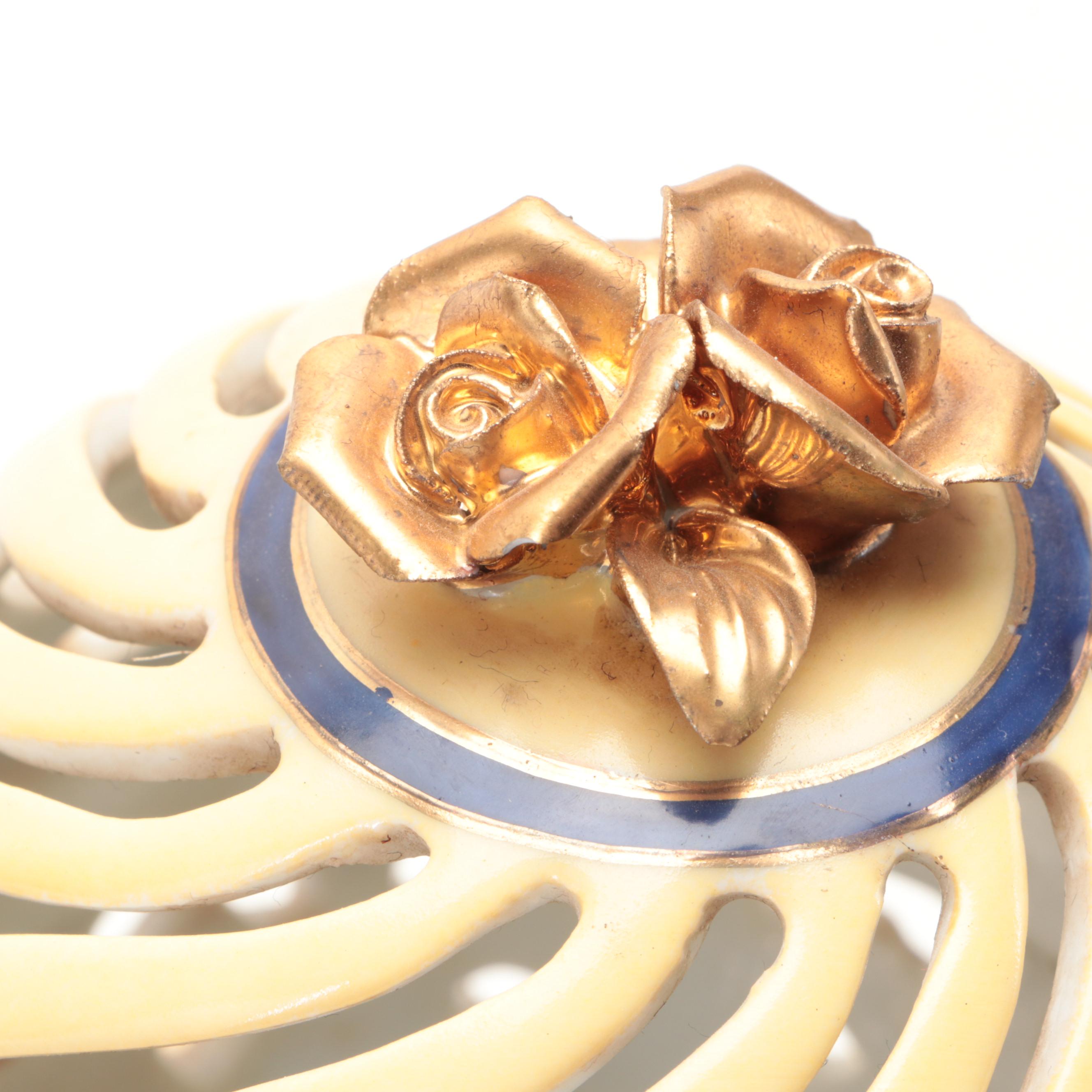 Speer Collectibles Gilt Accented Hand-Painted Porcelain Reticulated Temple Jars