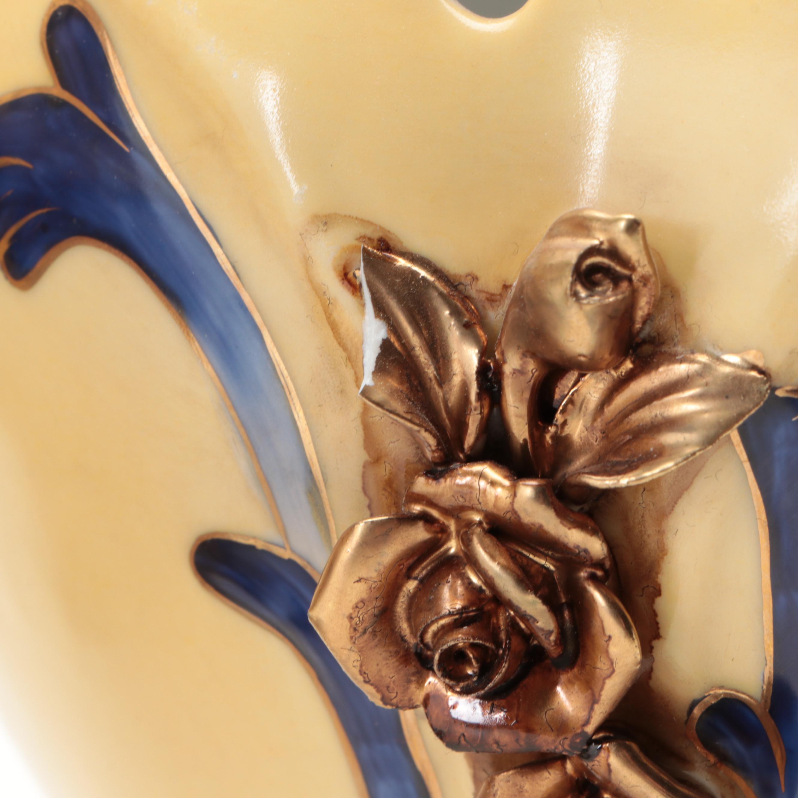 Speer Collectibles Gilt Accented Hand-Painted Porcelain Reticulated Temple Jars