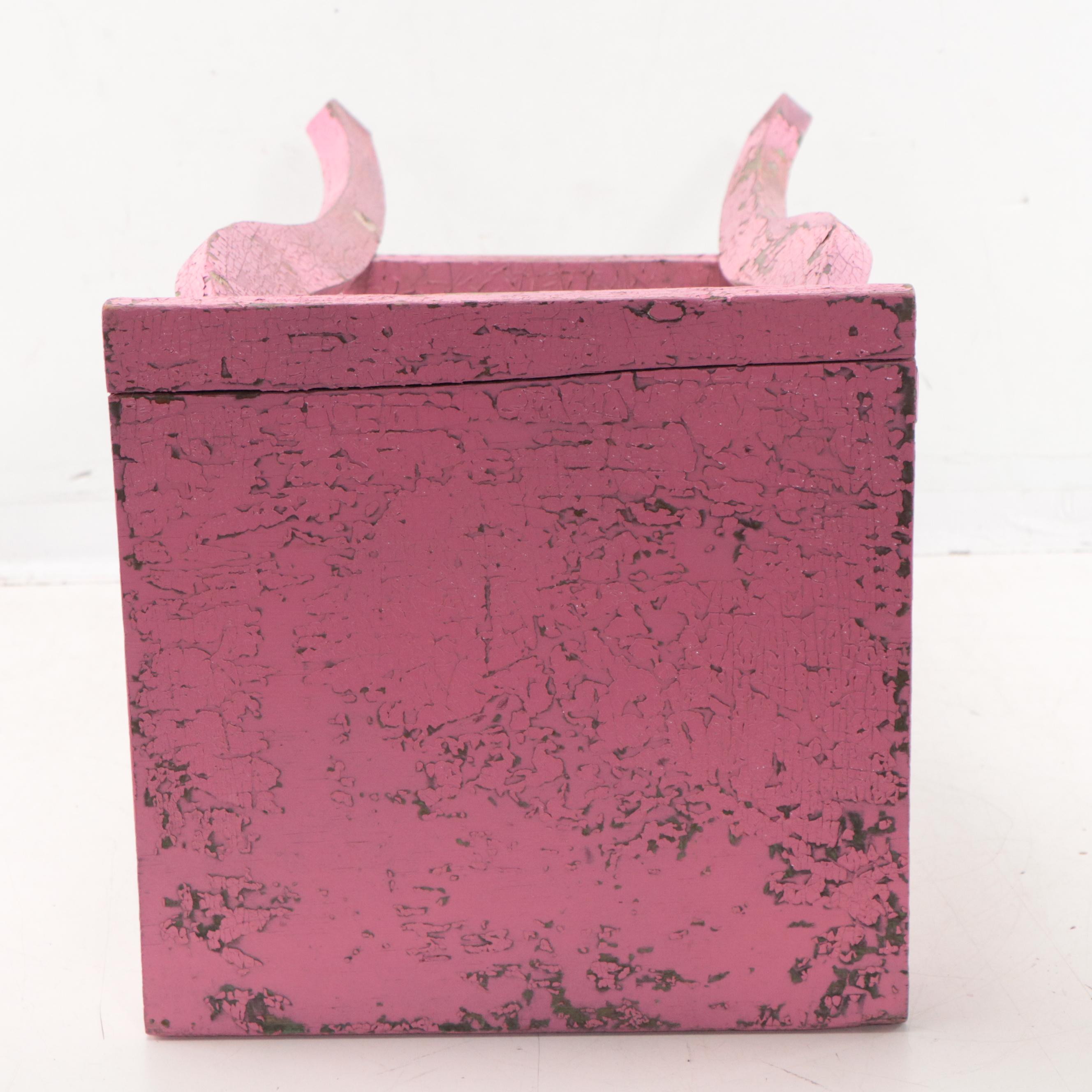 Hand-Painted Wood Child's Chair, End Table, and Faux Floral Vase