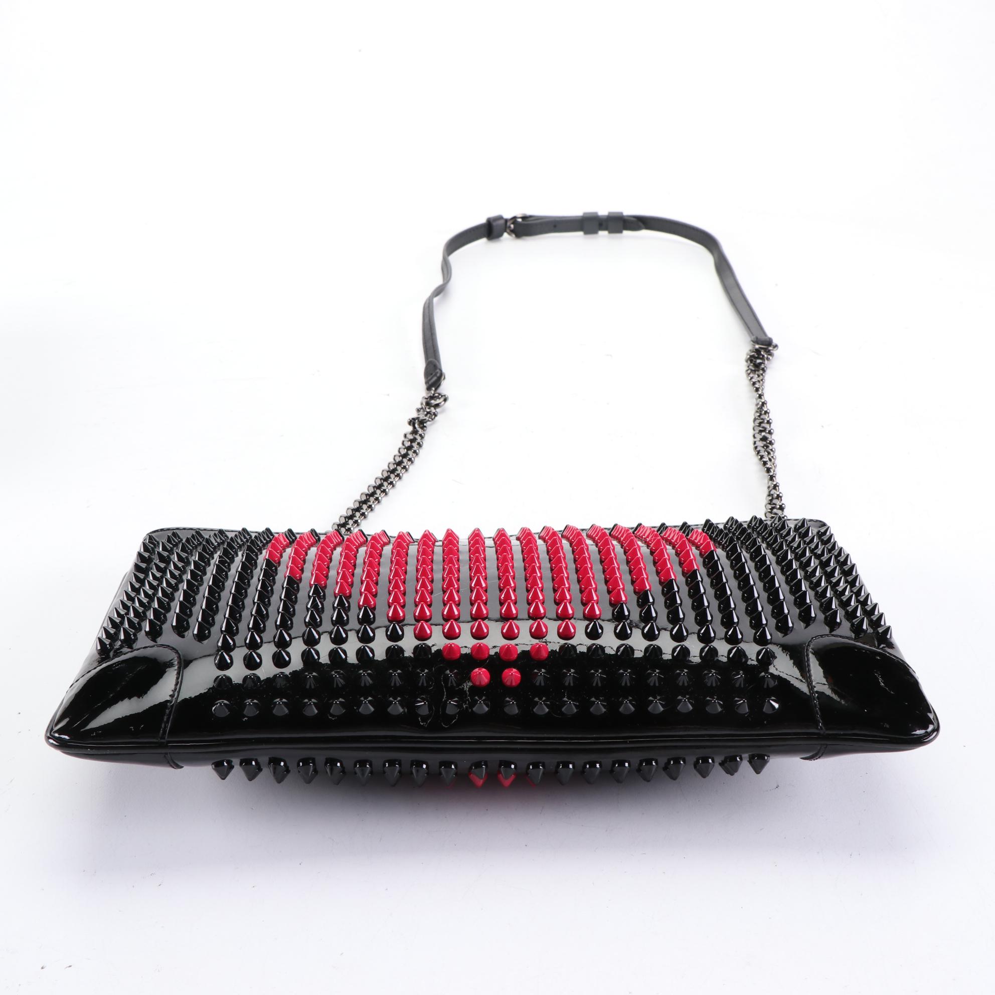 Christian Louboutin Loubiposh Heart Spike Studded Patent Leather Clutch