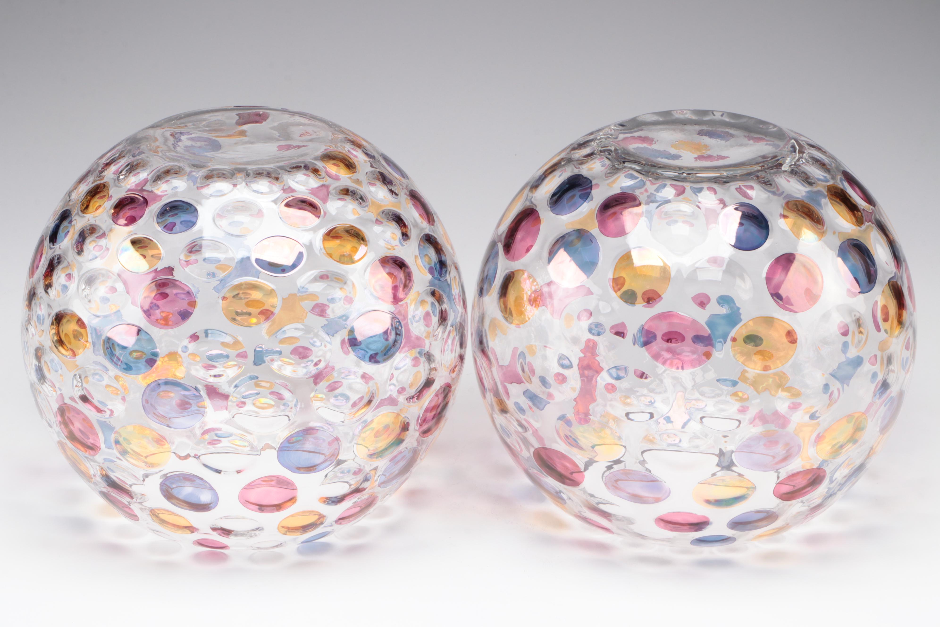 Pair of Bohemia Glass "Nemo" Fish Bowl Glass Vases