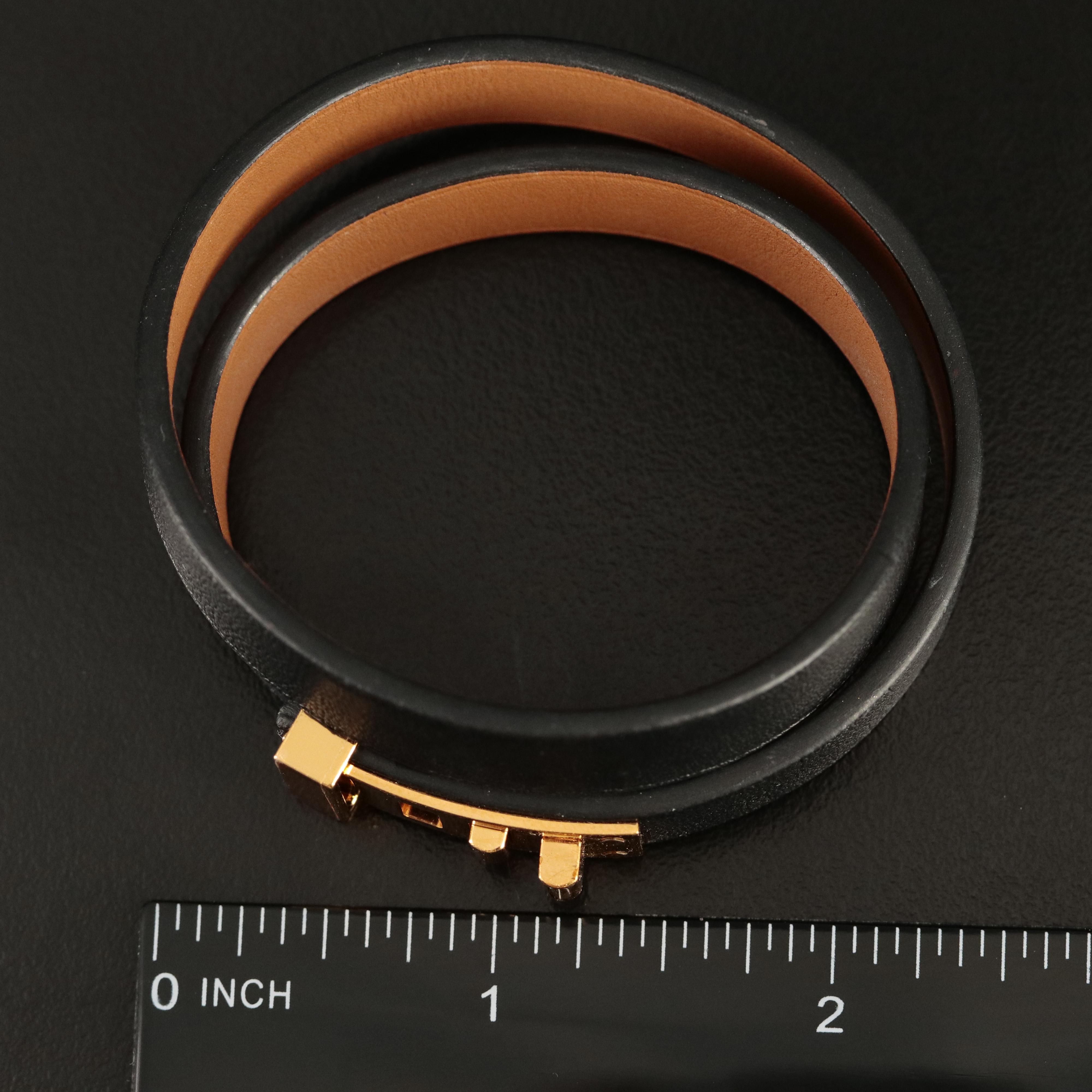 Hermès Mini Dog Clous Carres Leather Bracelet