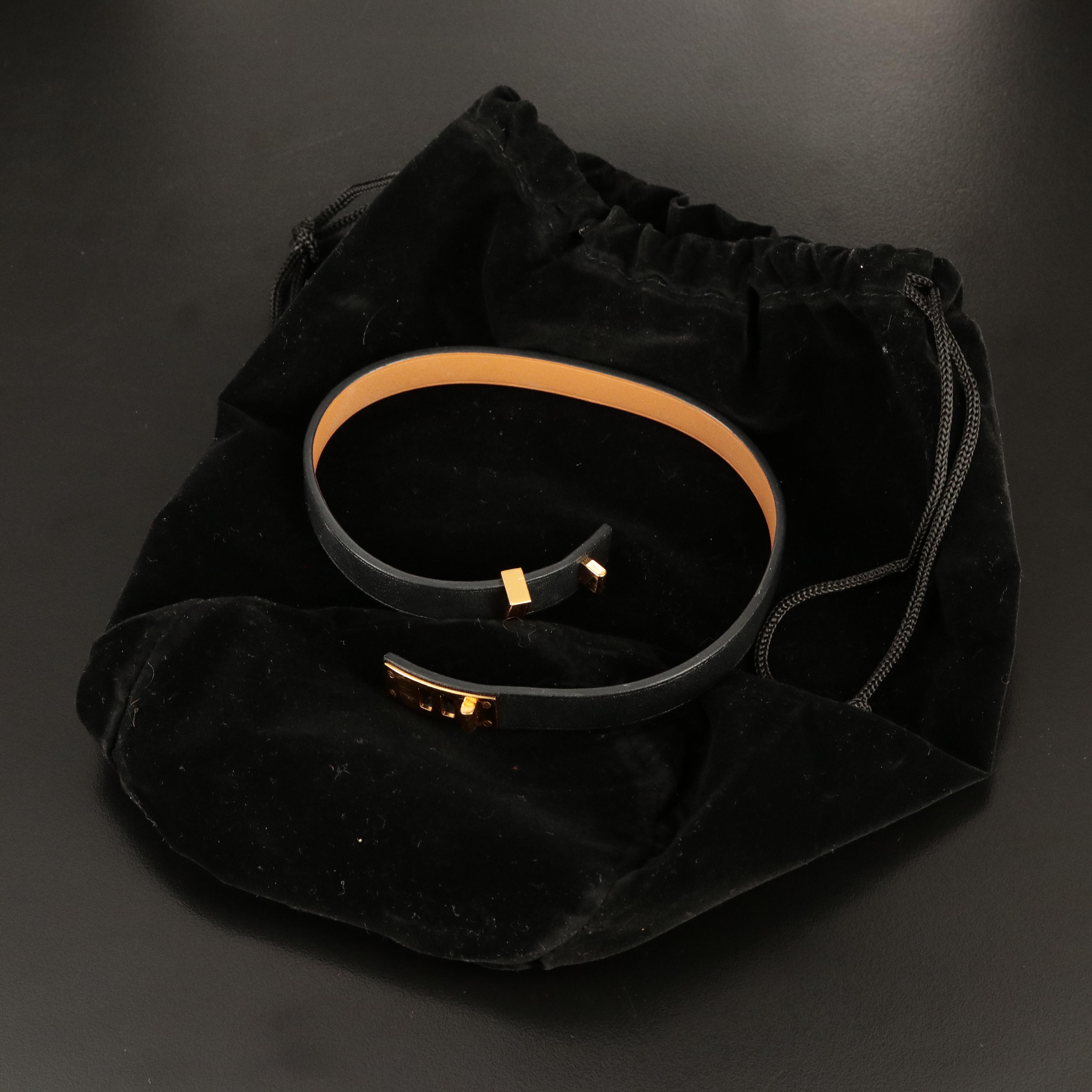 Hermès Mini Dog Clous Carres Leather Bracelet