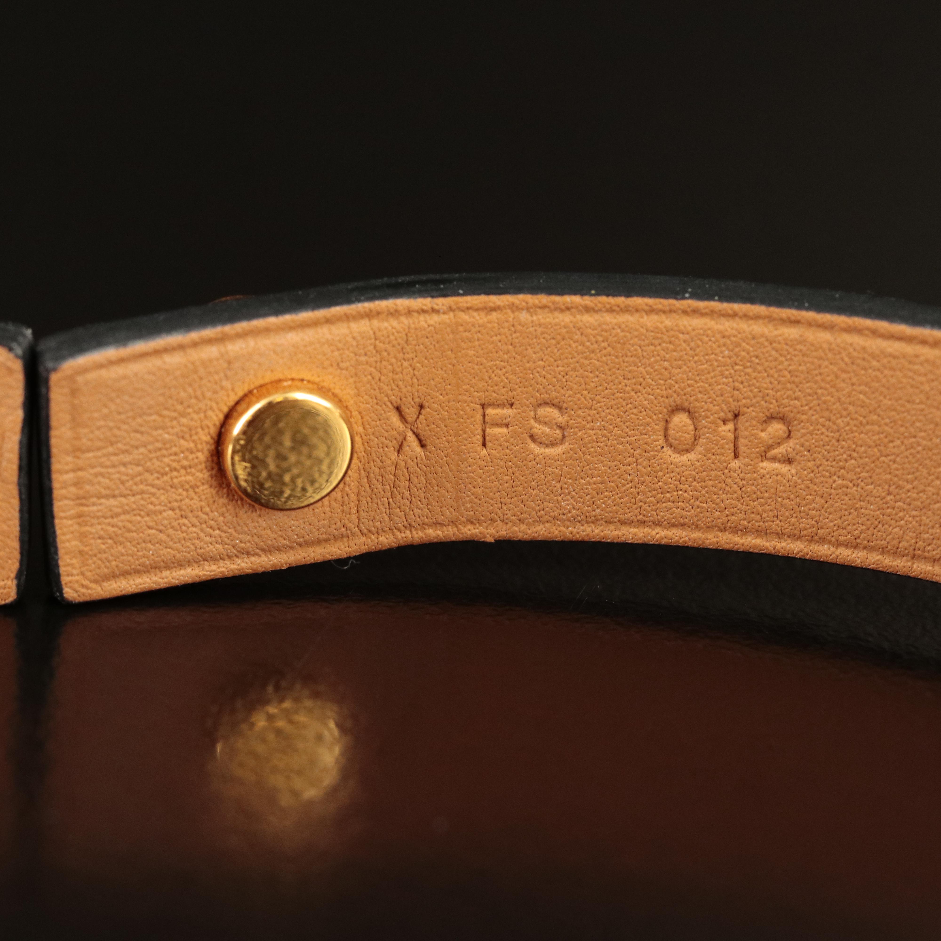 Hermès Mini Dog Clous Carres Leather Bracelet