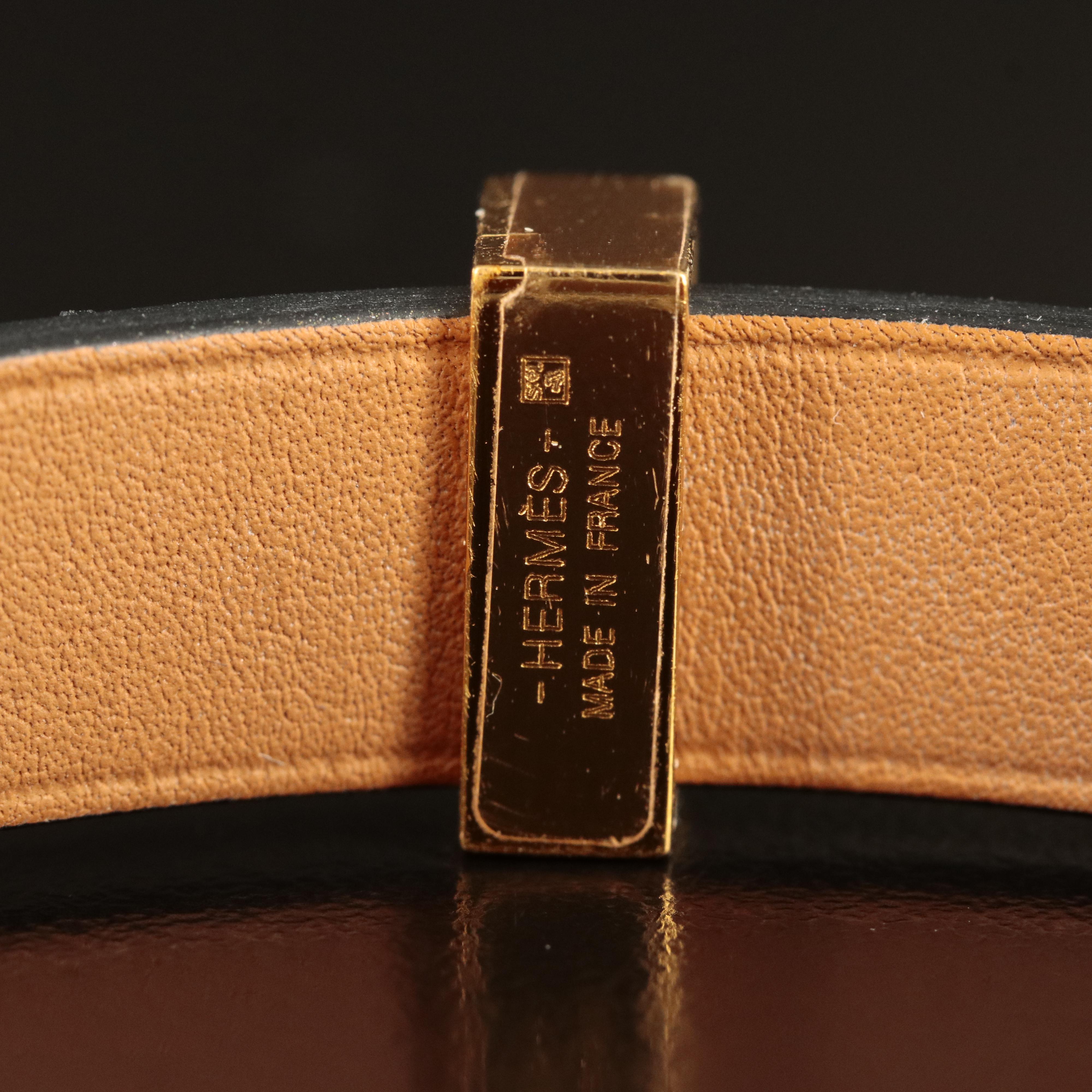 Hermès Mini Dog Clous Carres Leather Bracelet