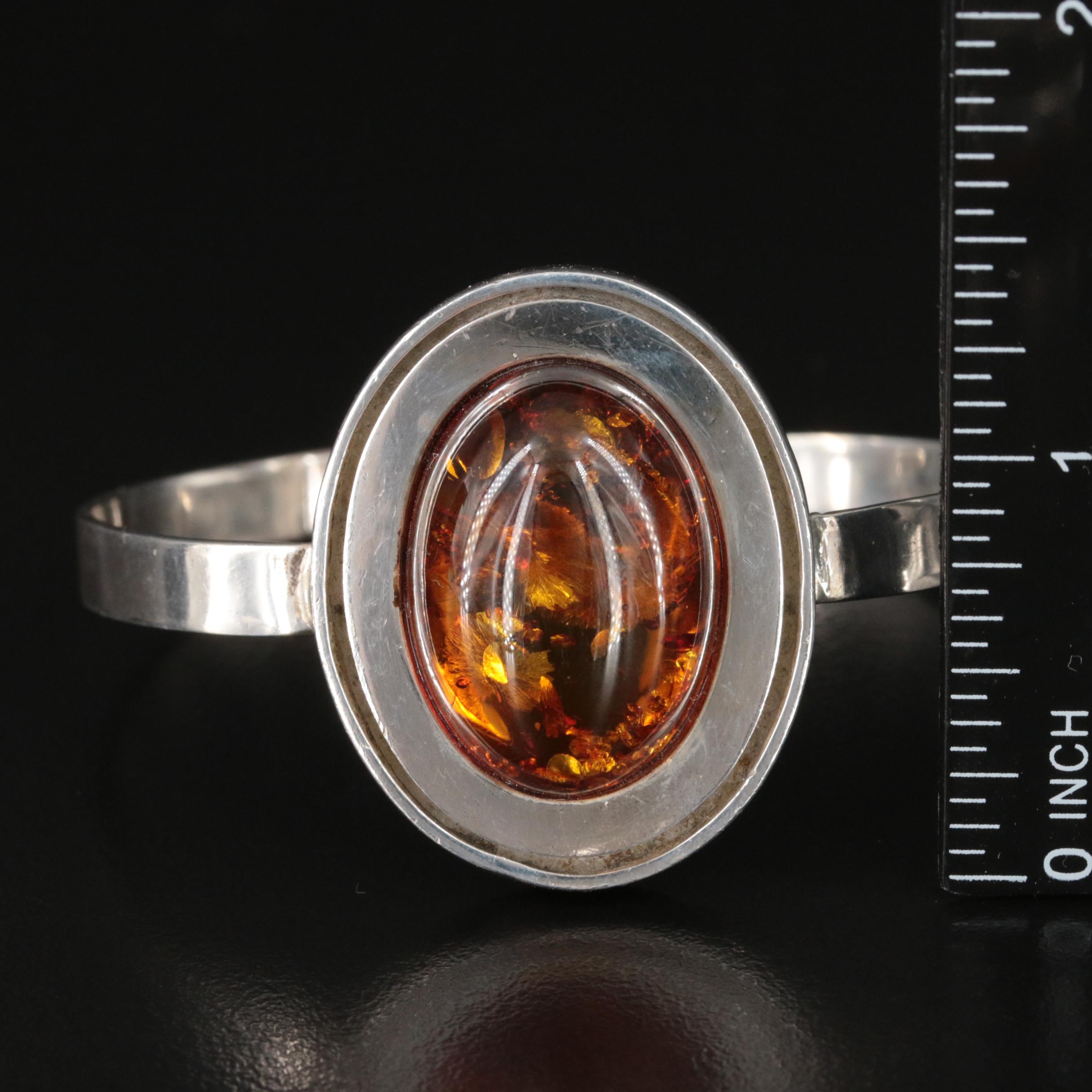 Polish Sterling Amber Ring and Cuff