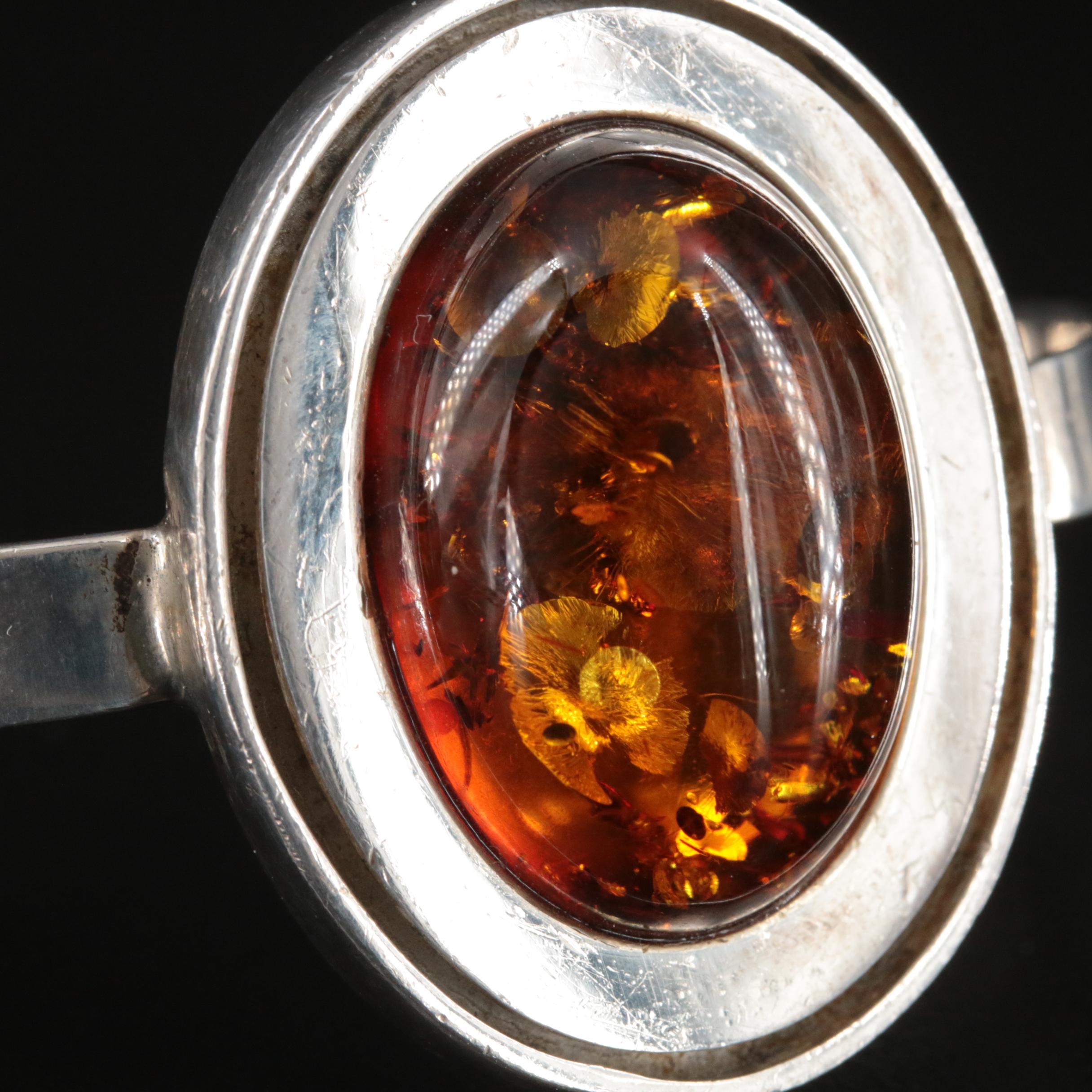 Polish Sterling Amber Ring and Cuff