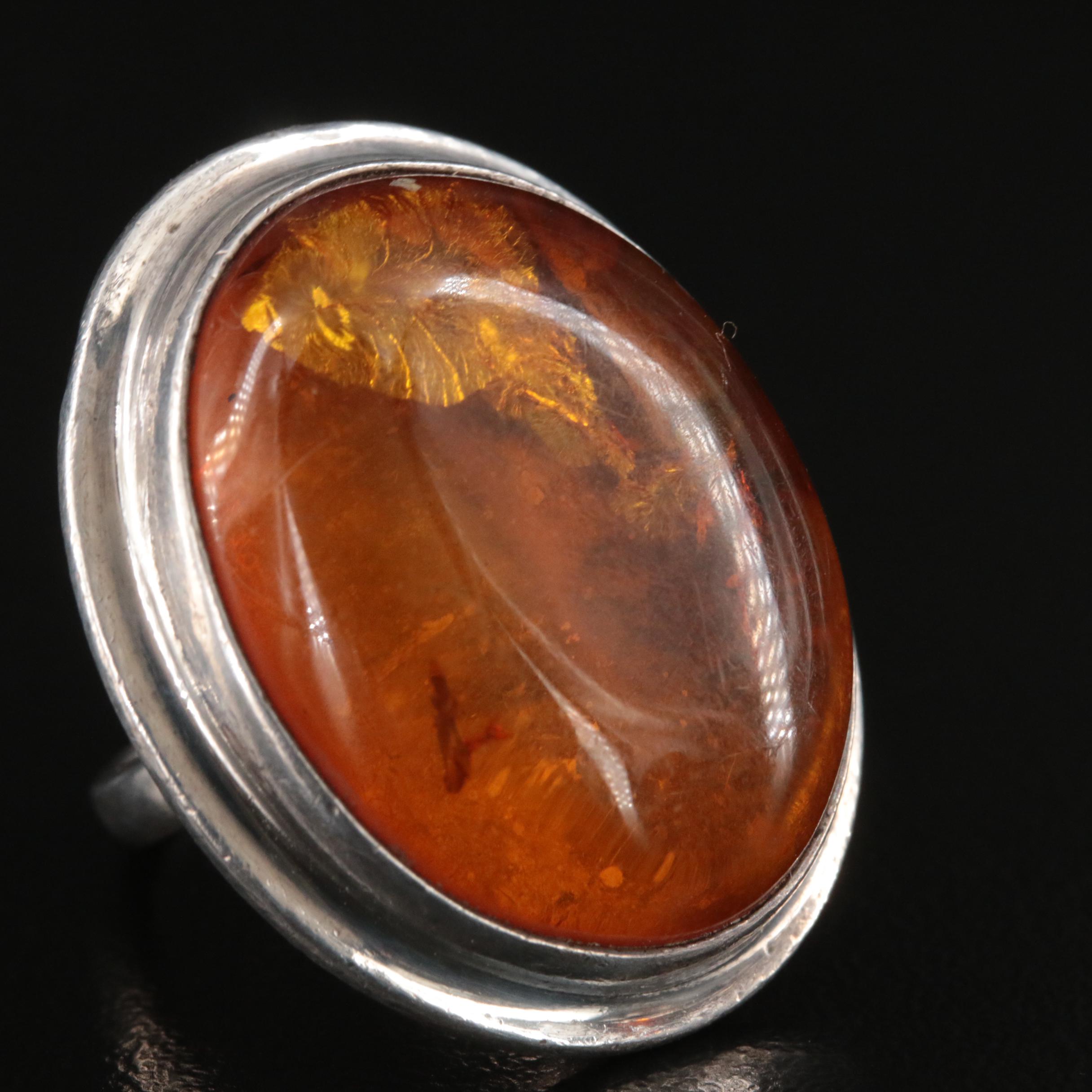 Polish Sterling Amber Ring and Cuff