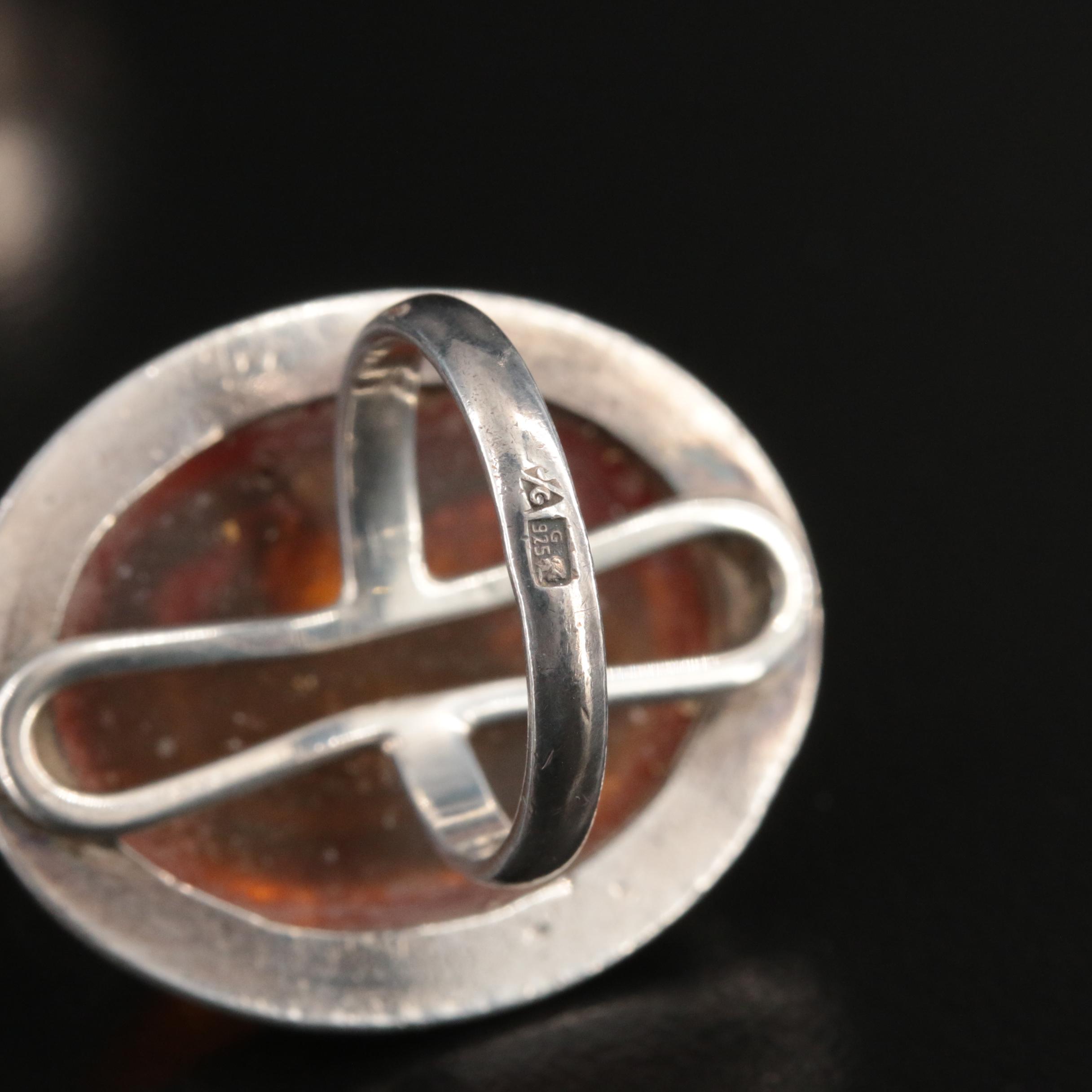 Polish Sterling Amber Ring and Cuff