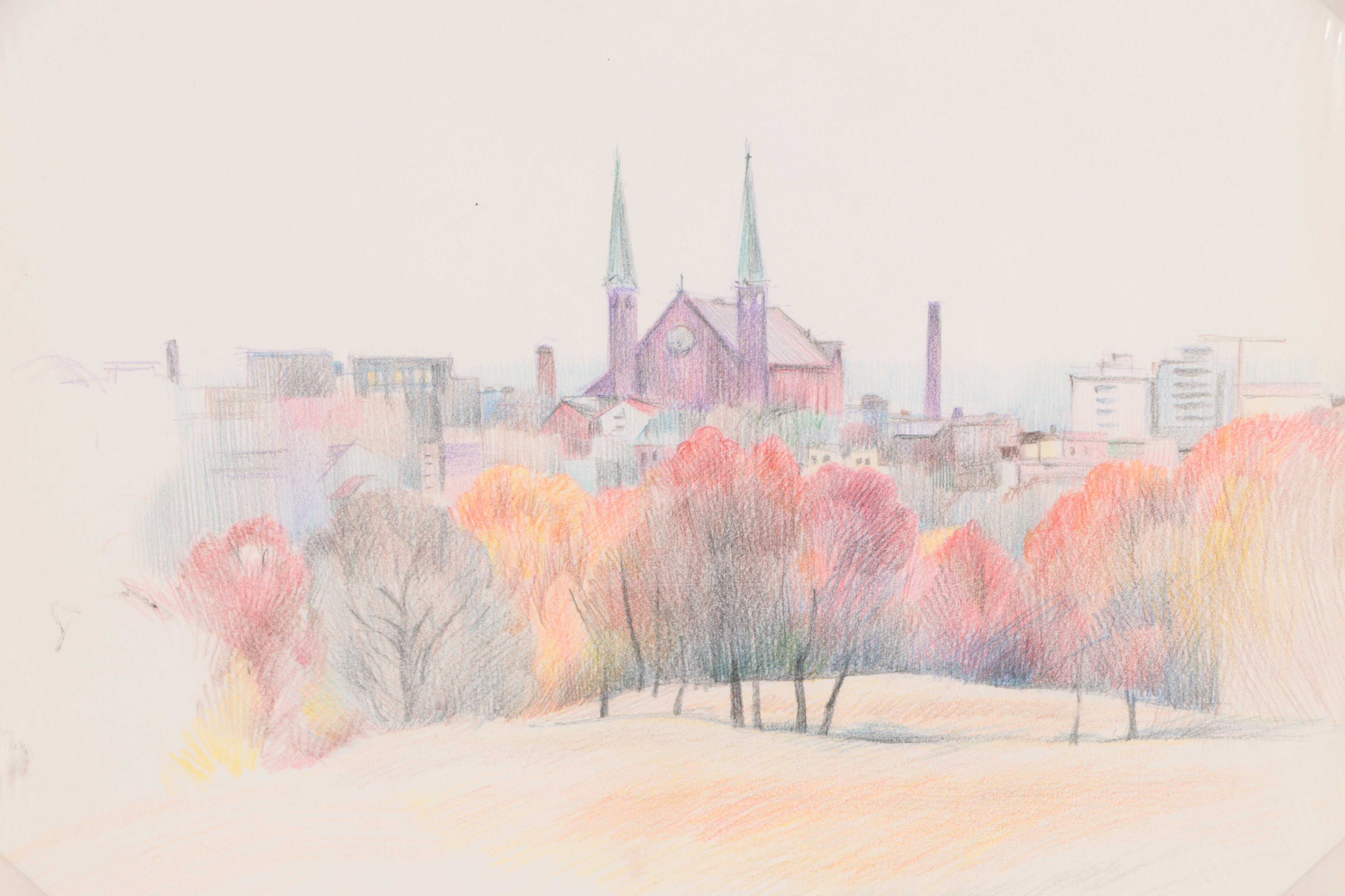 Constance McClure Colored Pencil Drawing "From Christ Hospital," 1963