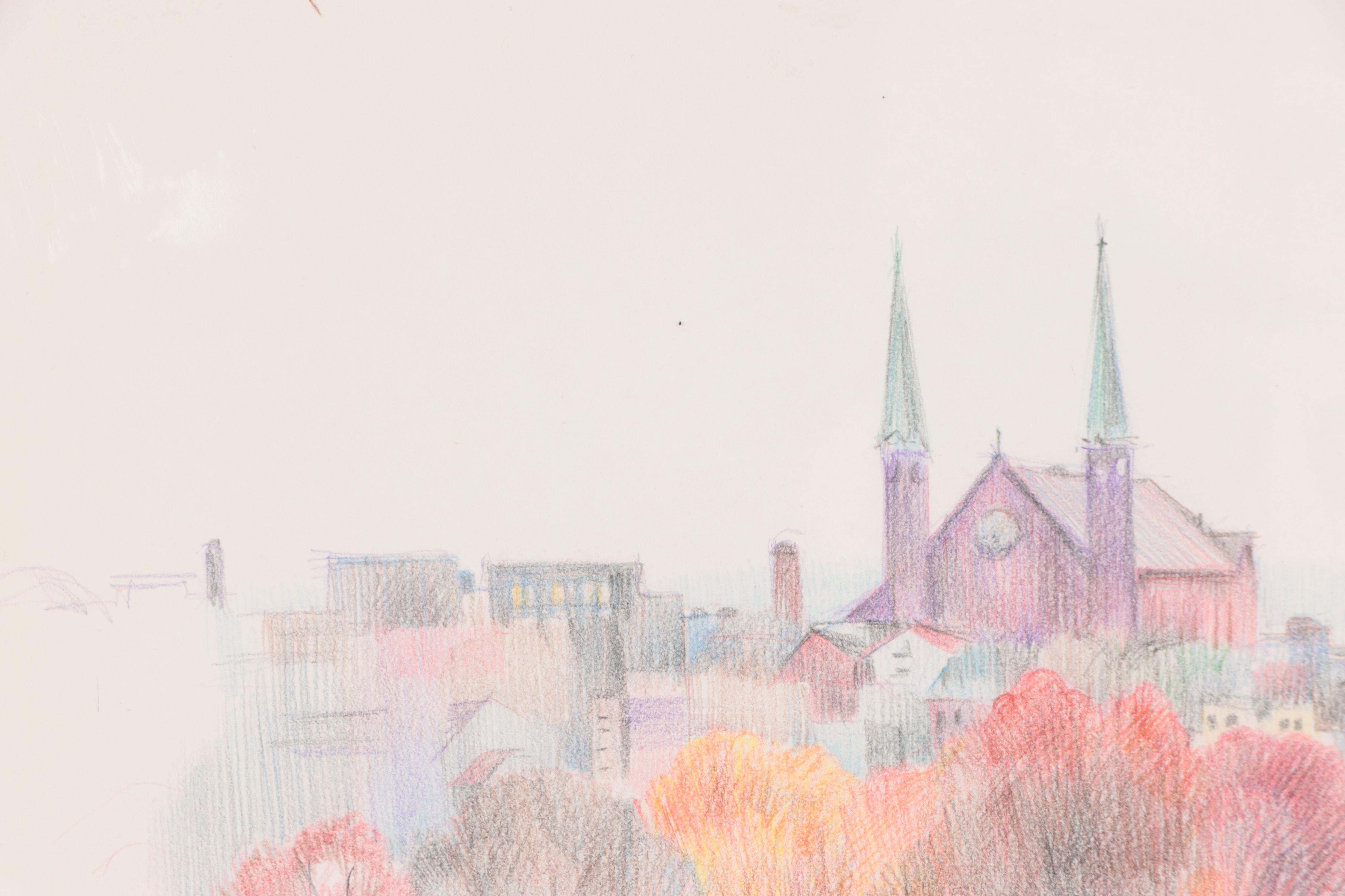 Constance McClure Colored Pencil Drawing "From Christ Hospital," 1963