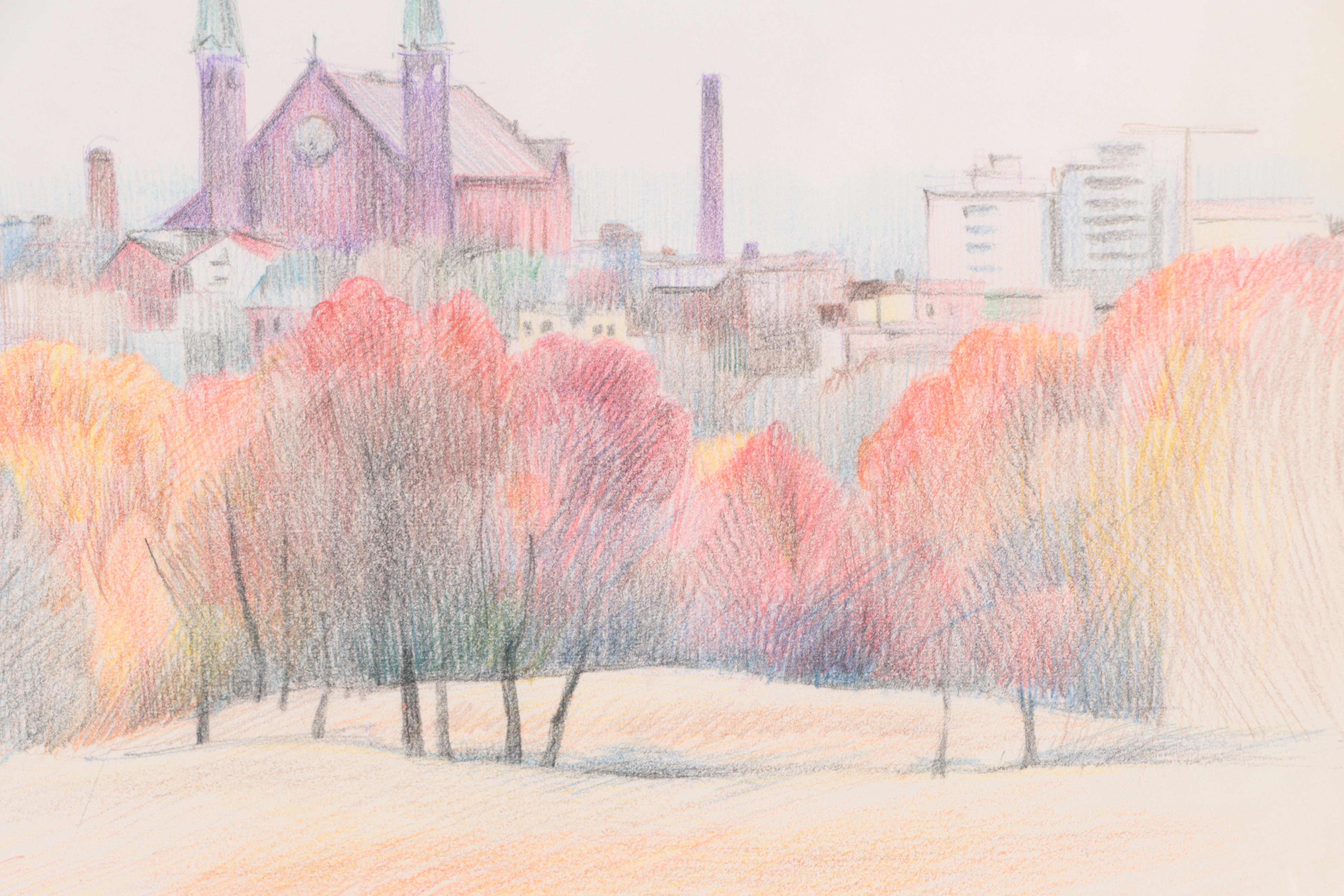 Constance McClure Colored Pencil Drawing "From Christ Hospital," 1963