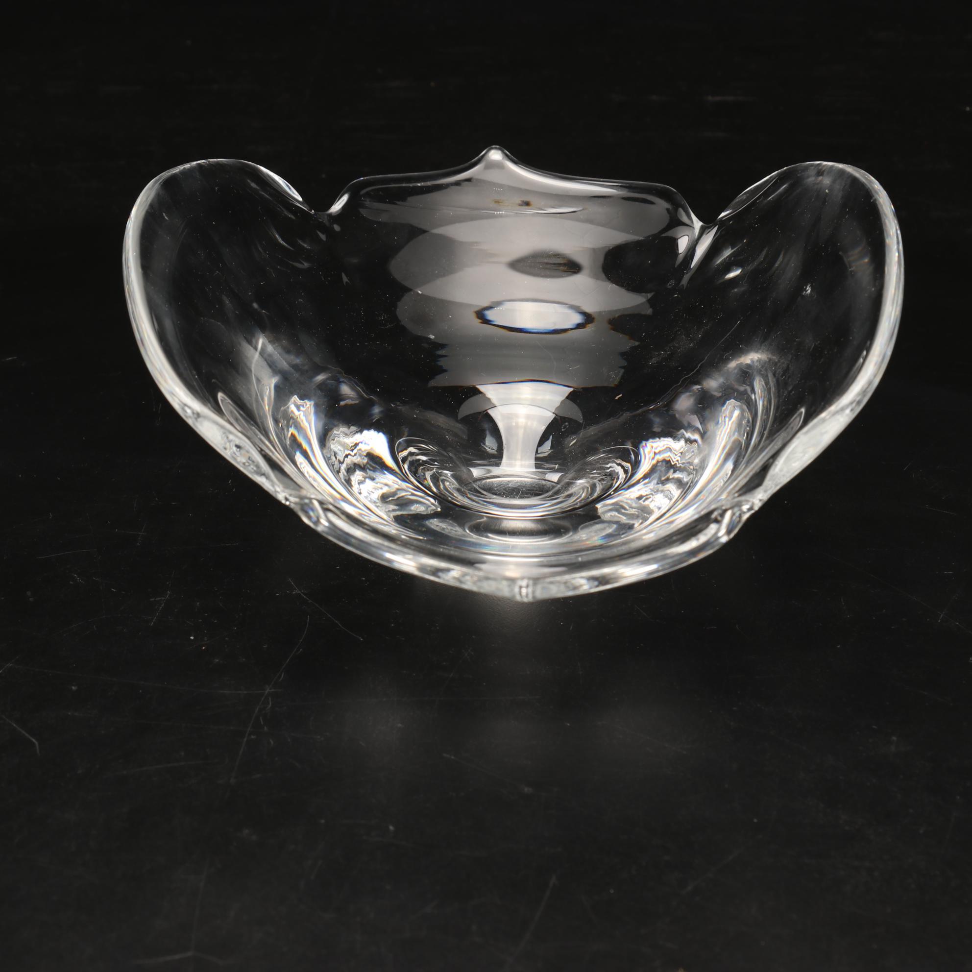 Steuben Glass "Calyx" Bowl and Ashtrays, Mid to Late 20th Century