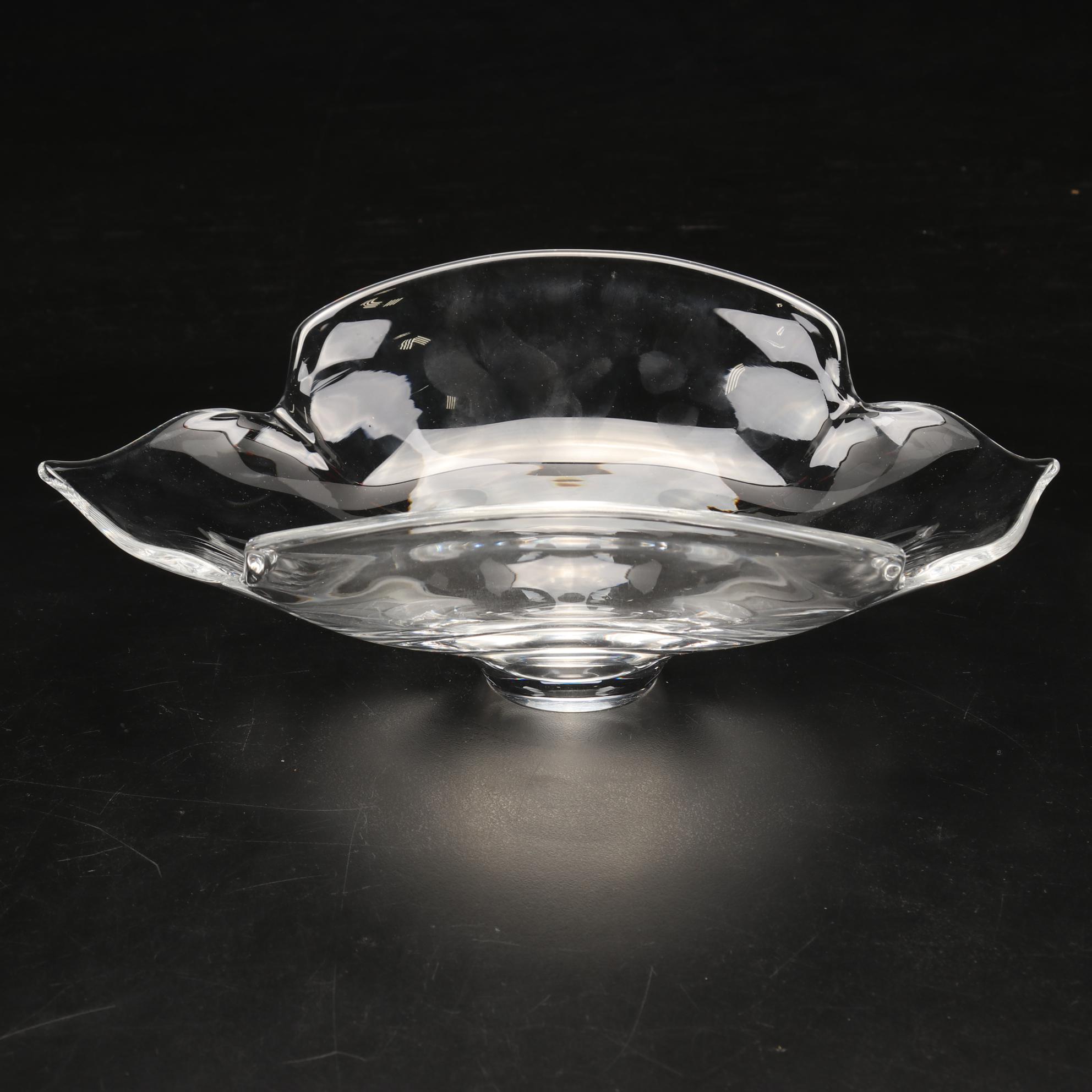 Steuben Glass "Calyx" Bowl and Ashtrays, Mid to Late 20th Century