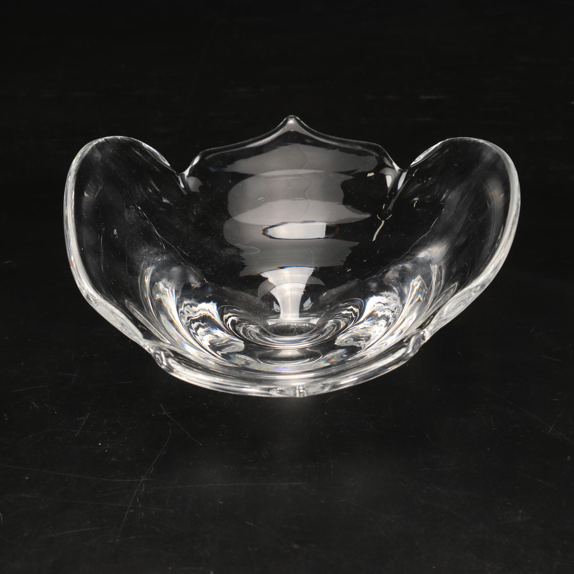 Steuben Glass "Calyx" Bowl and Ashtrays, Mid to Late 20th Century