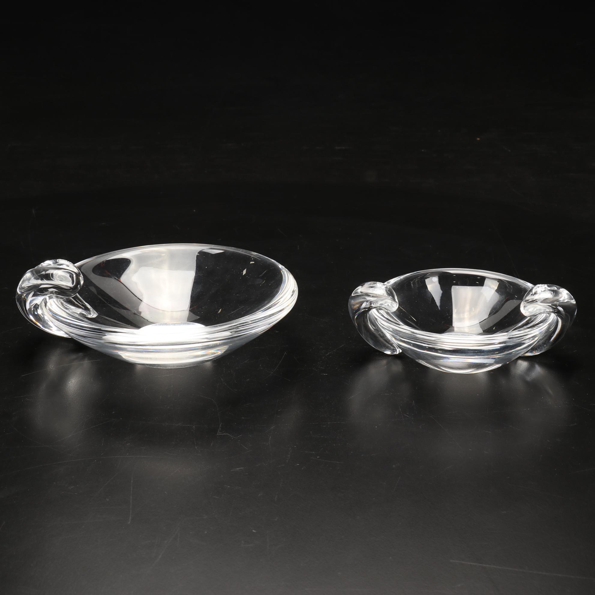 Steuben Glass "Calyx" Bowl and Ashtrays, Mid to Late 20th Century