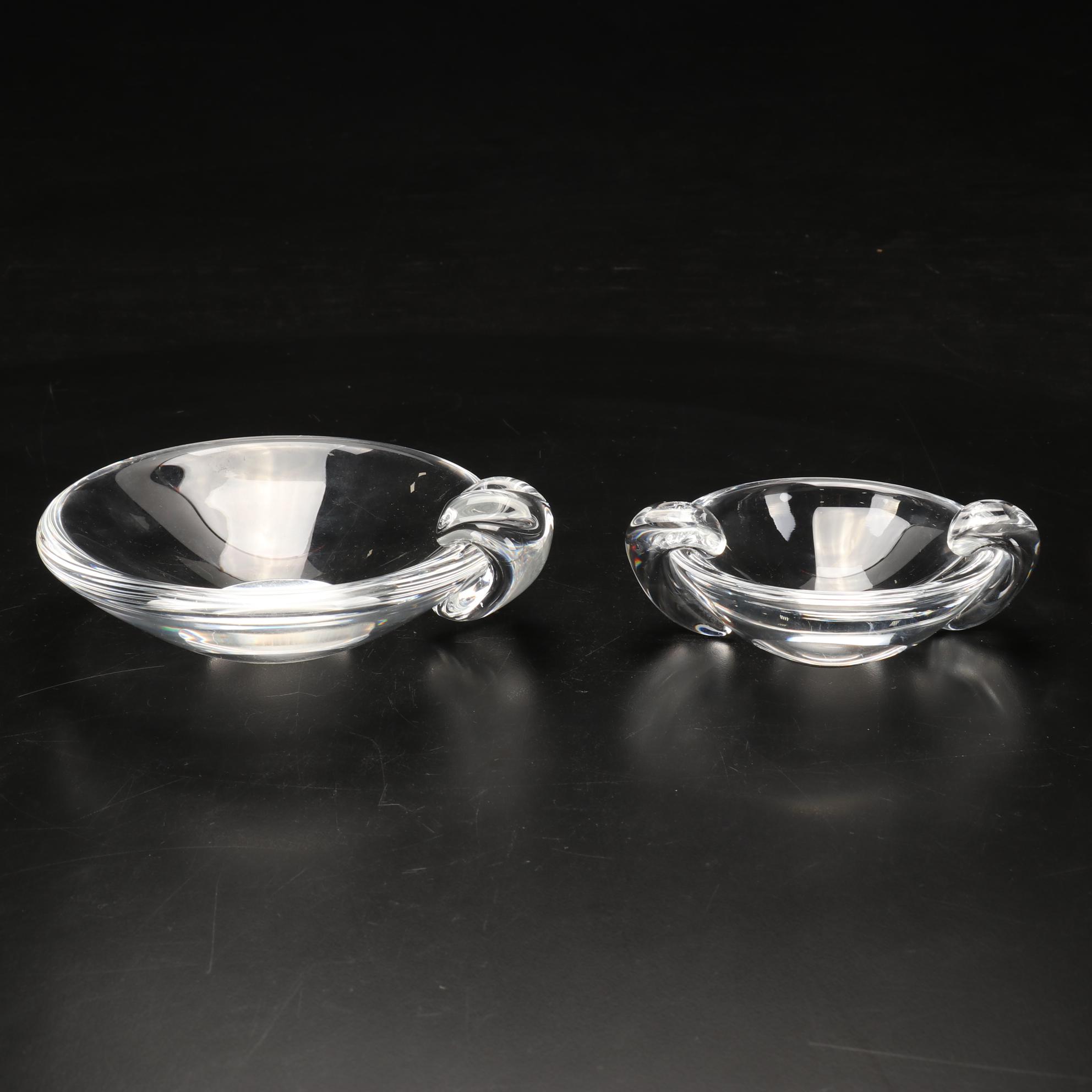 Steuben Glass "Calyx" Bowl and Ashtrays, Mid to Late 20th Century