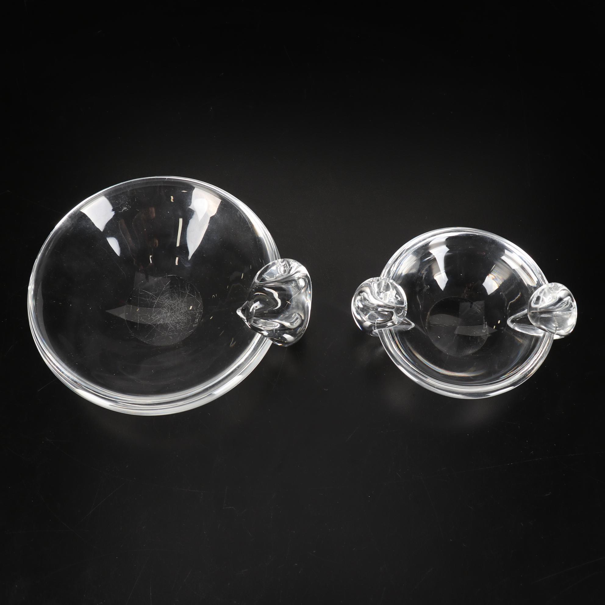 Steuben Glass "Calyx" Bowl and Ashtrays, Mid to Late 20th Century