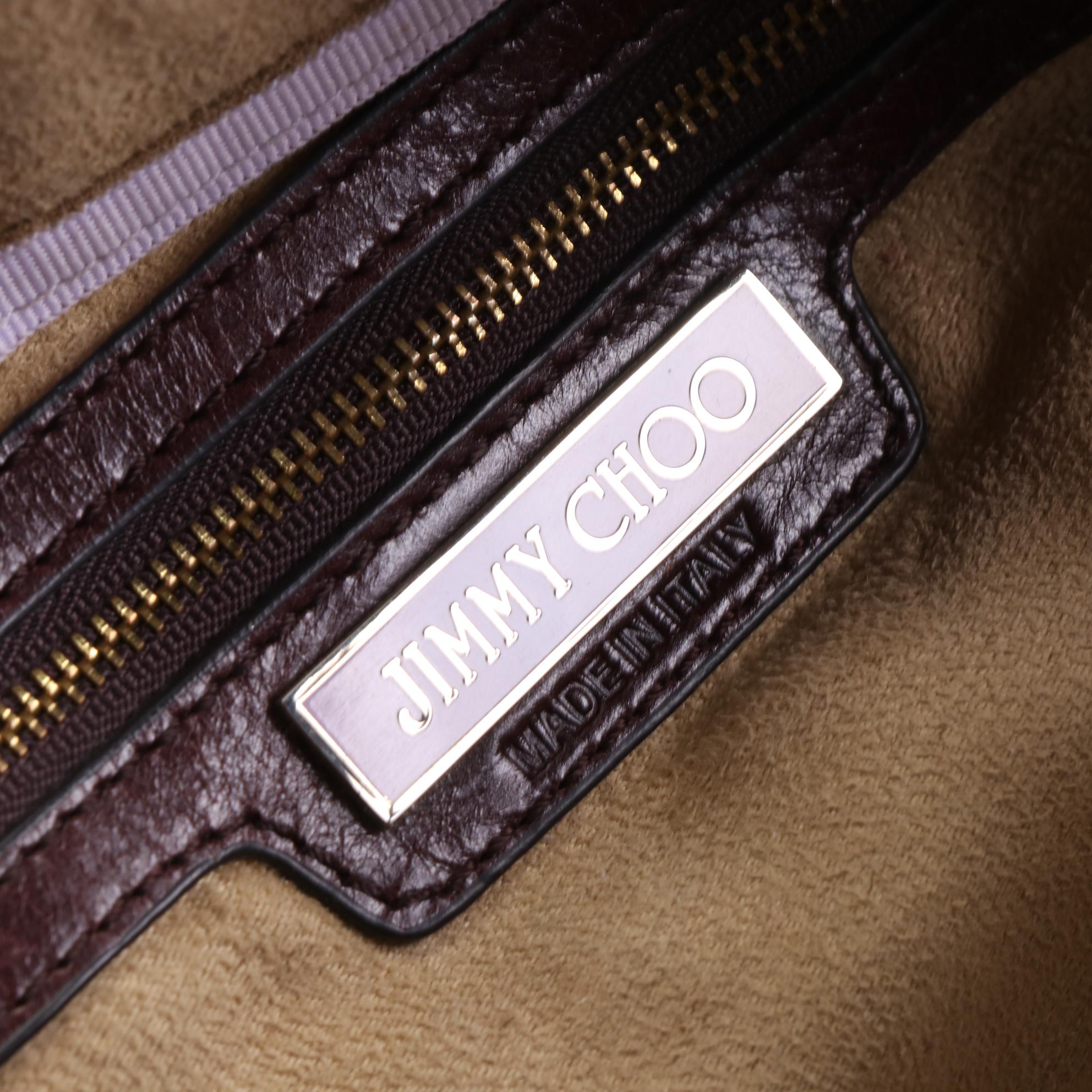 Jimmy Choo Wood Handle Shoulder Bag in Leather and Suede