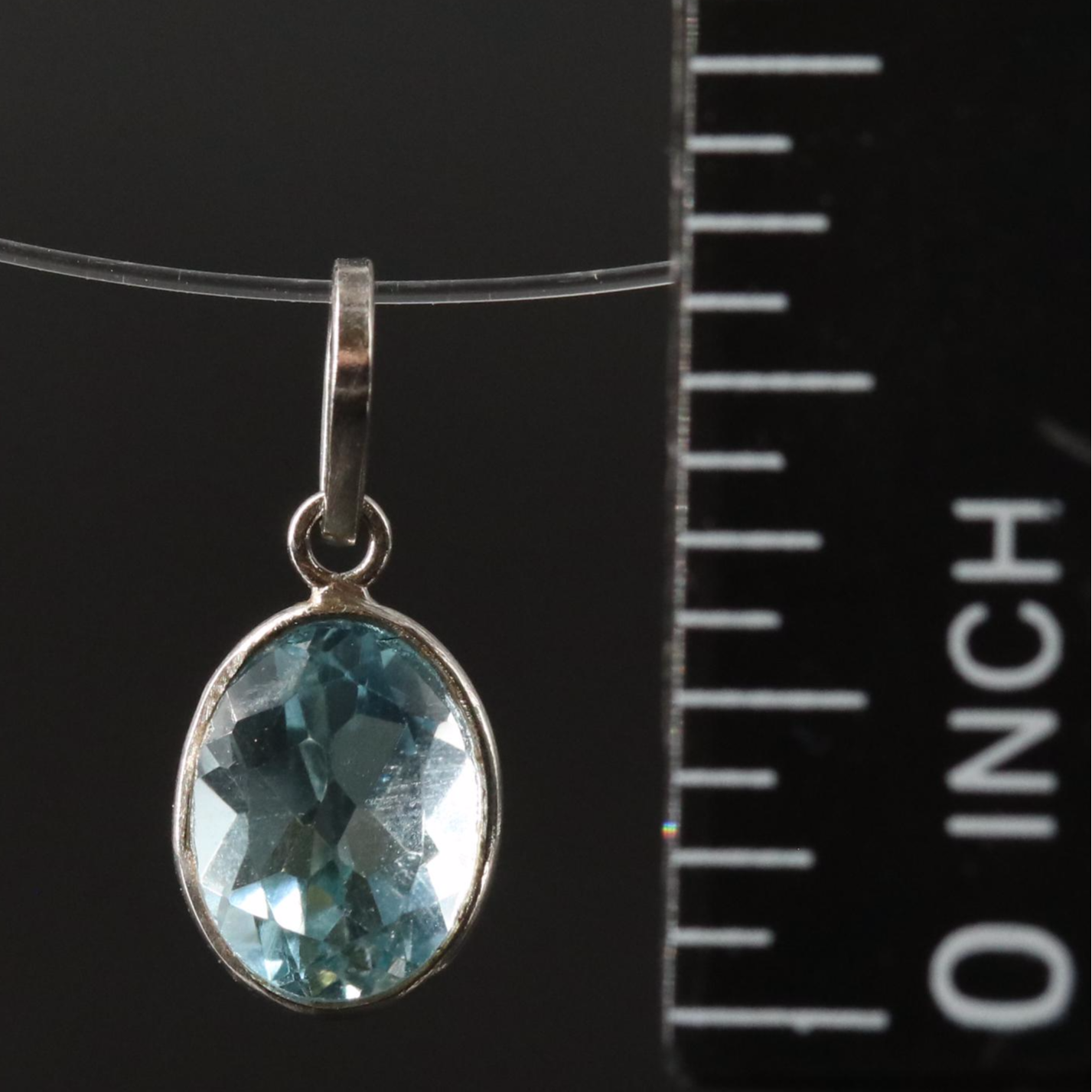 14K Blue Topaz Oval Pendant
