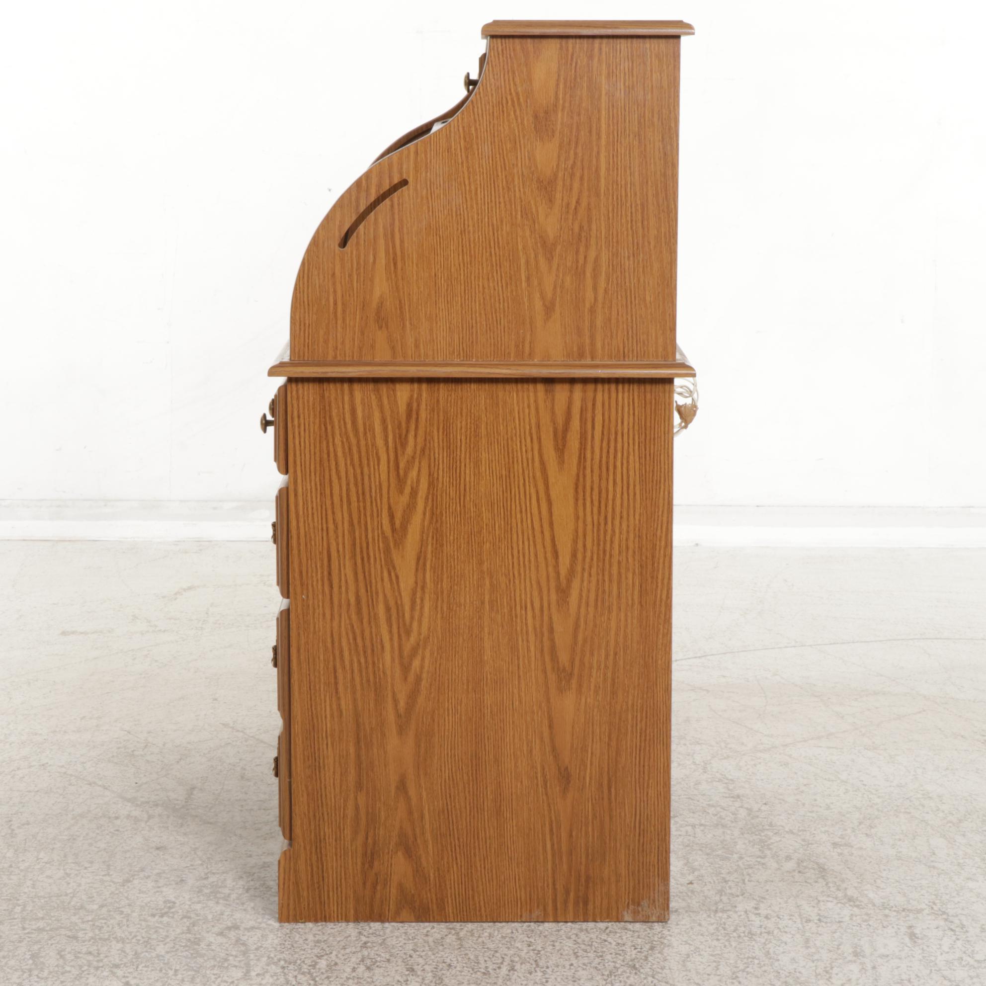 Roll-Top Desk with Oak Laminate Finish, Late 20th to 21st Century