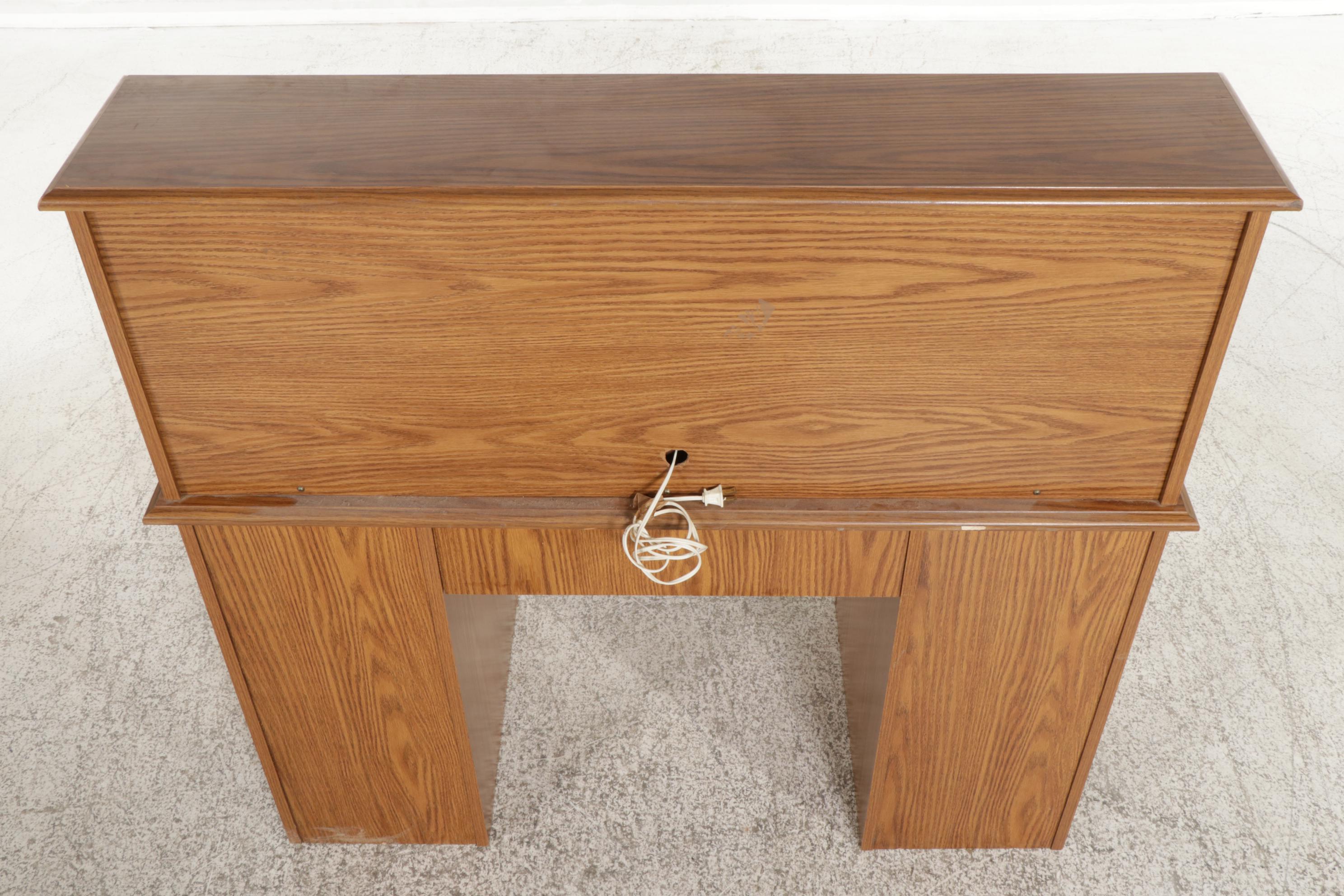 Roll-Top Desk with Oak Laminate Finish, Late 20th to 21st Century