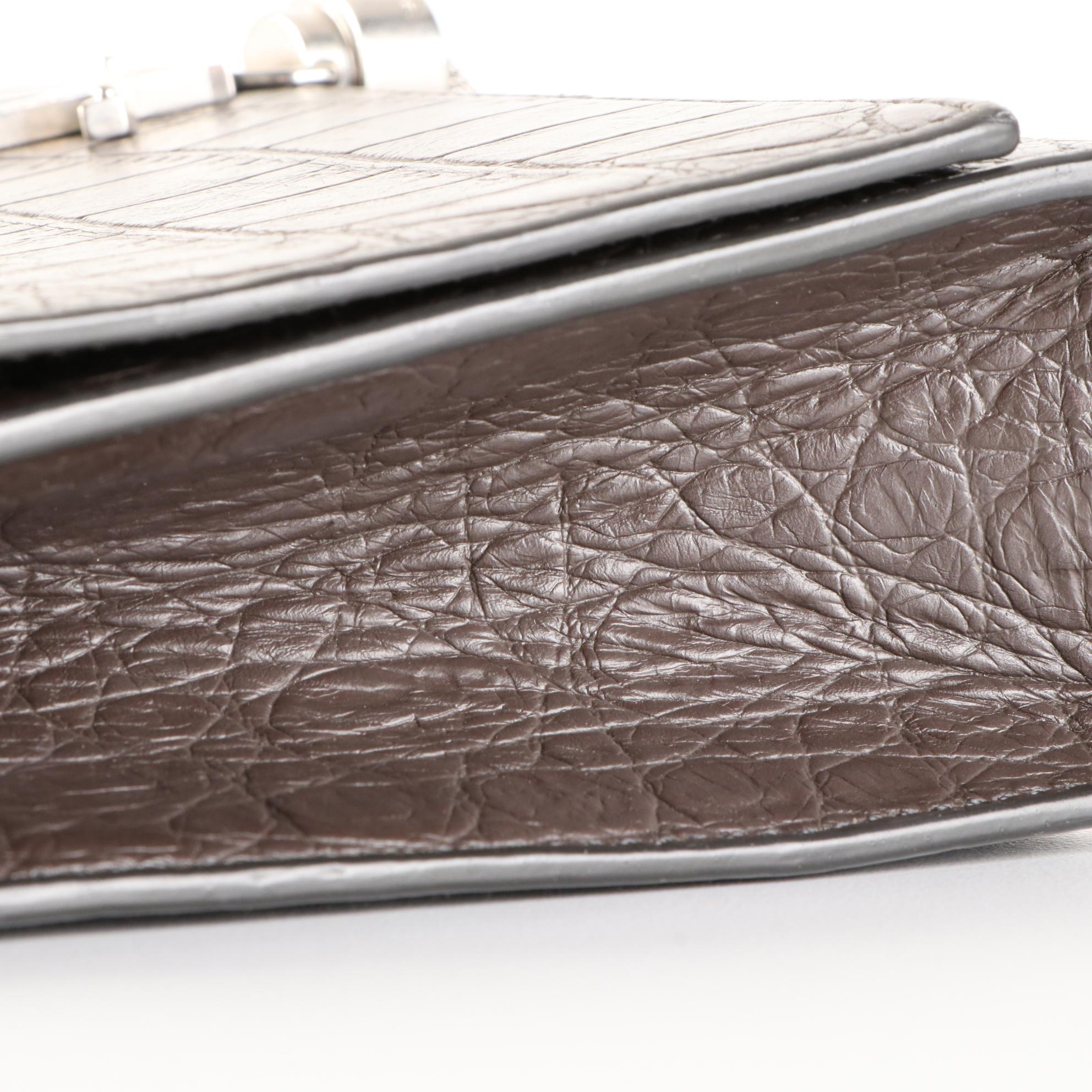 Saint Laurent Monogram and Tassel Bag in Croc-Embossed Leather