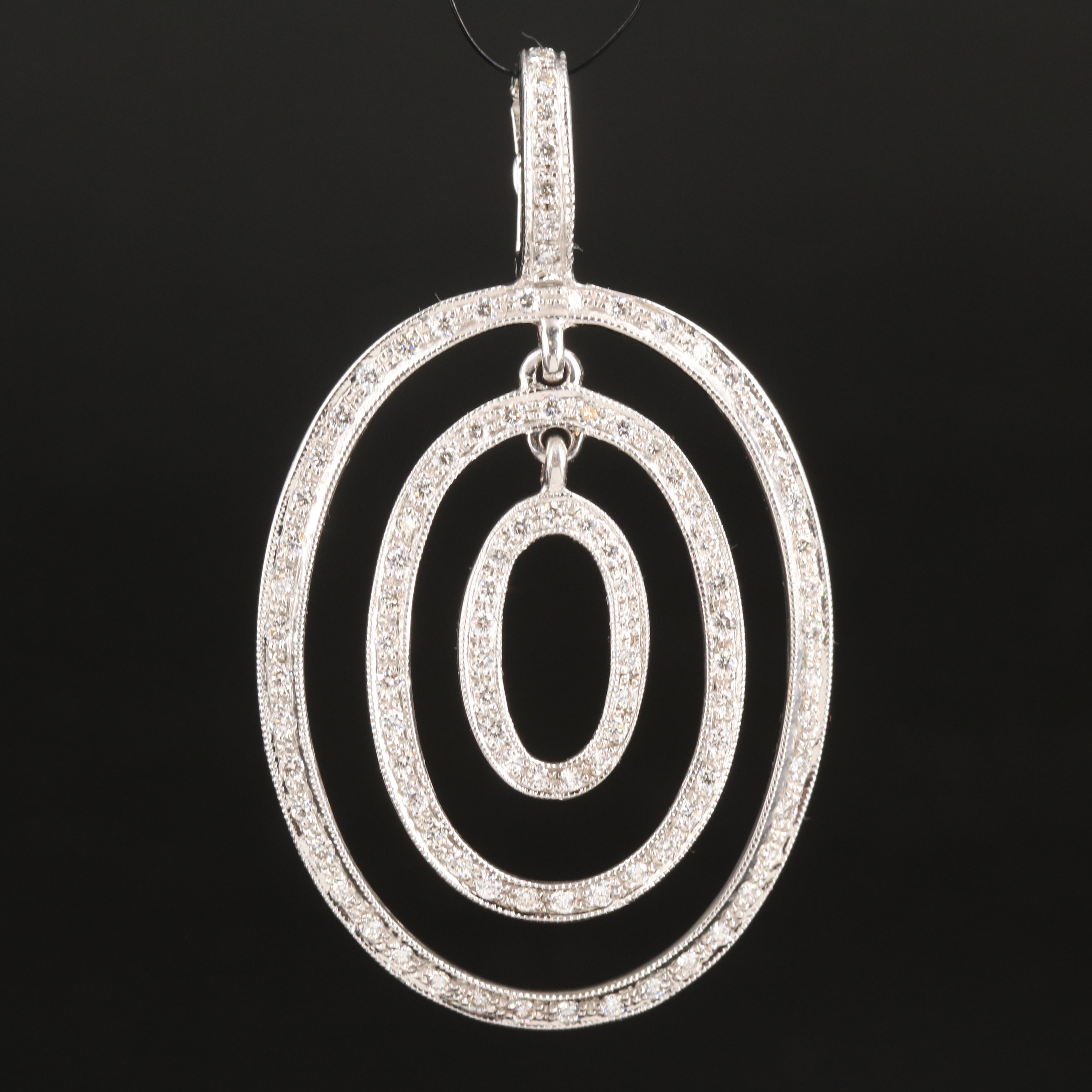 18K 1.09 CTW Diamond Oval Concentric Enhancer Pendant